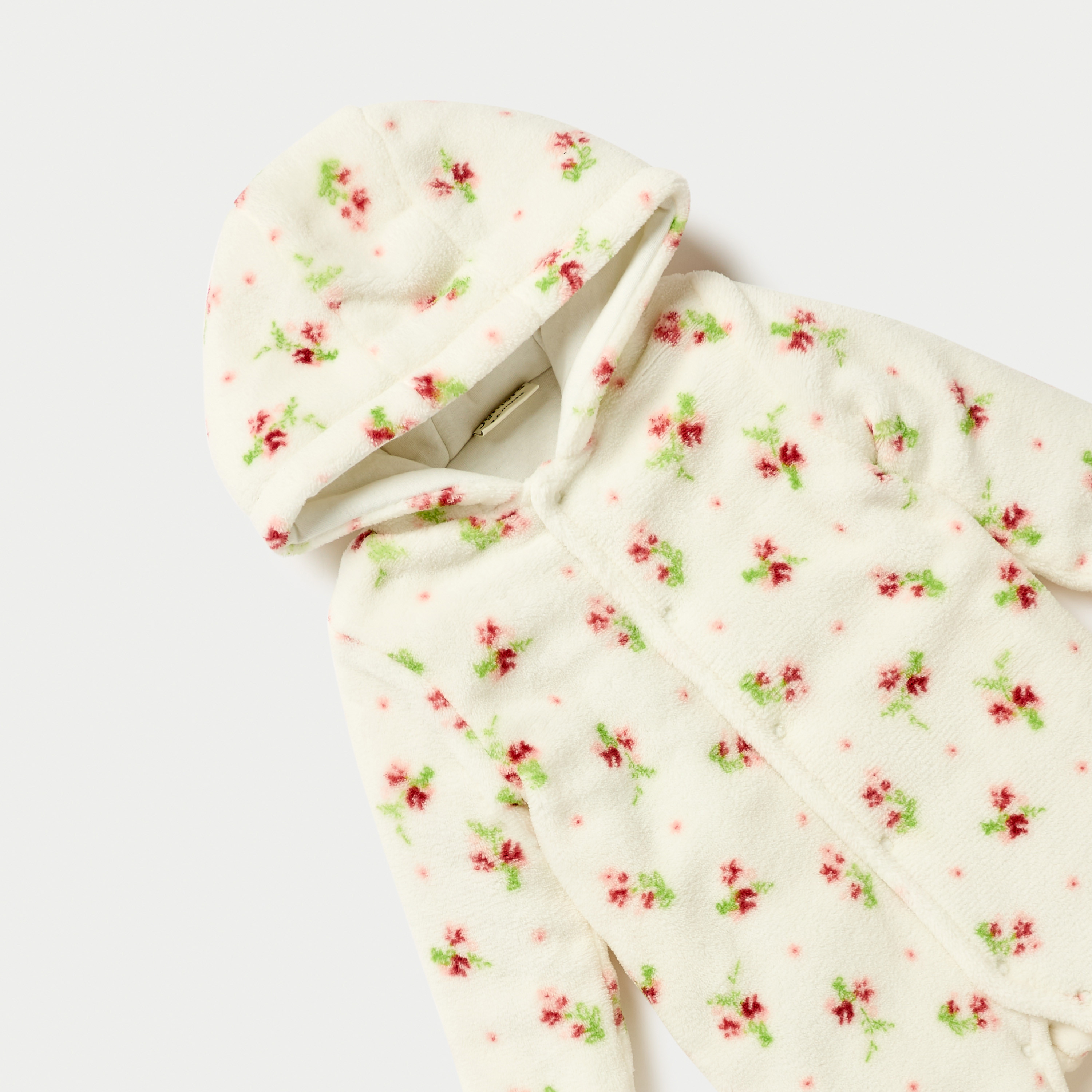 Juniors Floral Print Hooded Padded Closed Feet Sleepsuit with Long Sleeves-baby-girls-clothing-nightwear-sleepsuits-image-3
