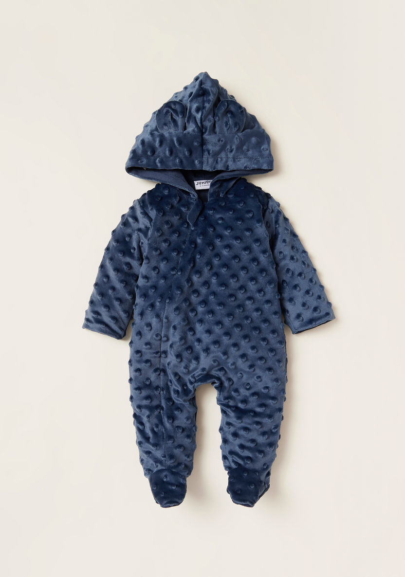 Juniors Textured Closed Feet Sleepsuit with Long Sleeves and Hood-Sleepsuits-image-0