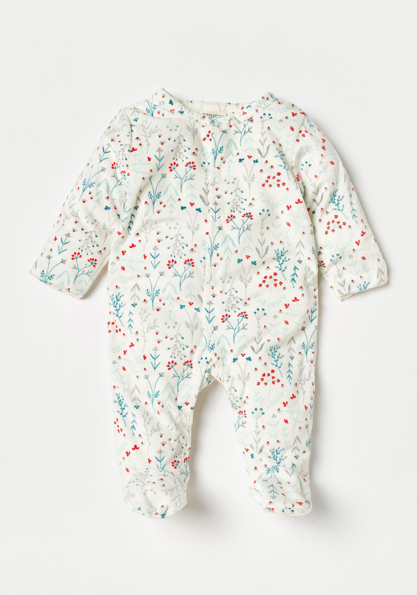 Juniors Floral Print Sleepsuit with Long Sleeves-Sleepsuits-image-0