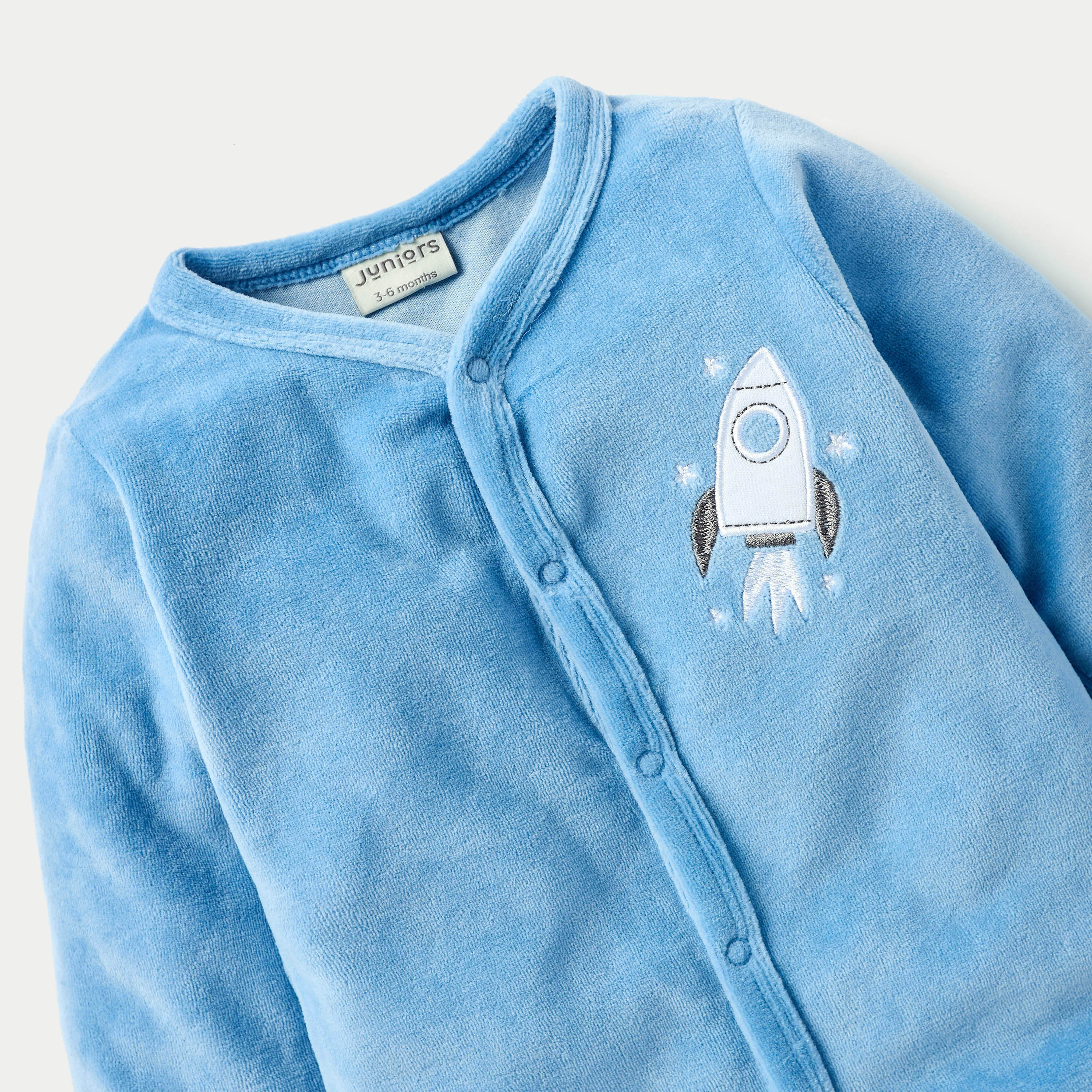 Juniors Rocket Applique Closed Feet Sleepsuit with Long Sleeves-baby-boys-clothing-winterwear-sleepsuits-image-3