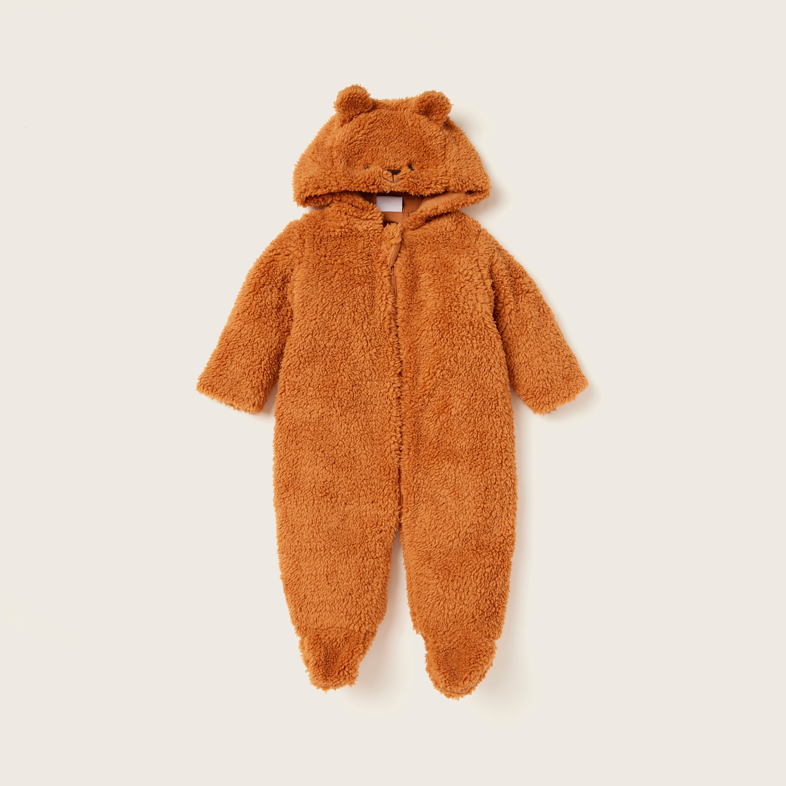 Juniors Textured Closed Feet Sleepsuit with Long Sleeves and Hood-baby-boys-clothing-nightwear-sleepsuits-image-1