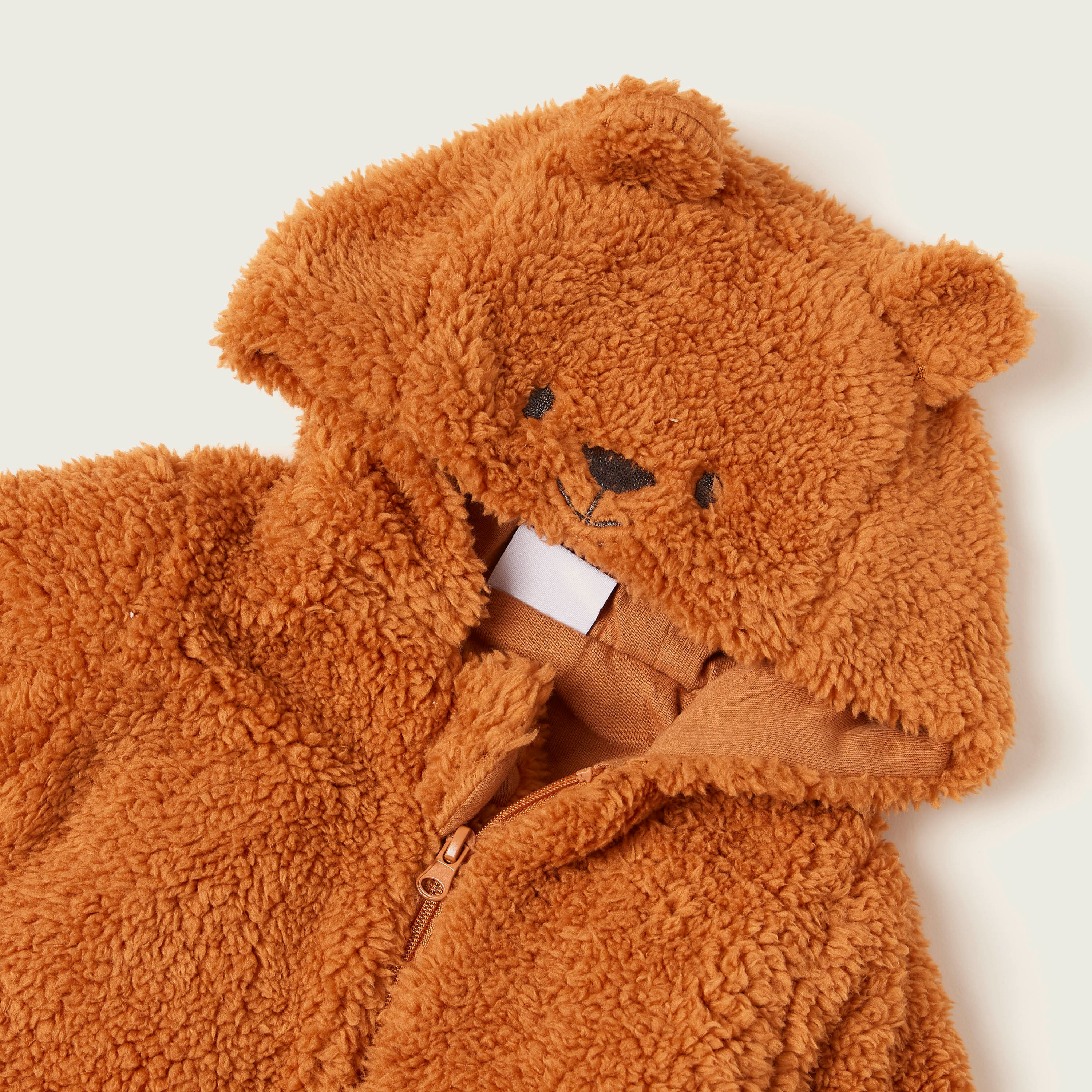 Juniors Textured Closed Feet Sleepsuit with Long Sleeves and Hood-baby-boys-clothing-nightwear-sleepsuits-image-2