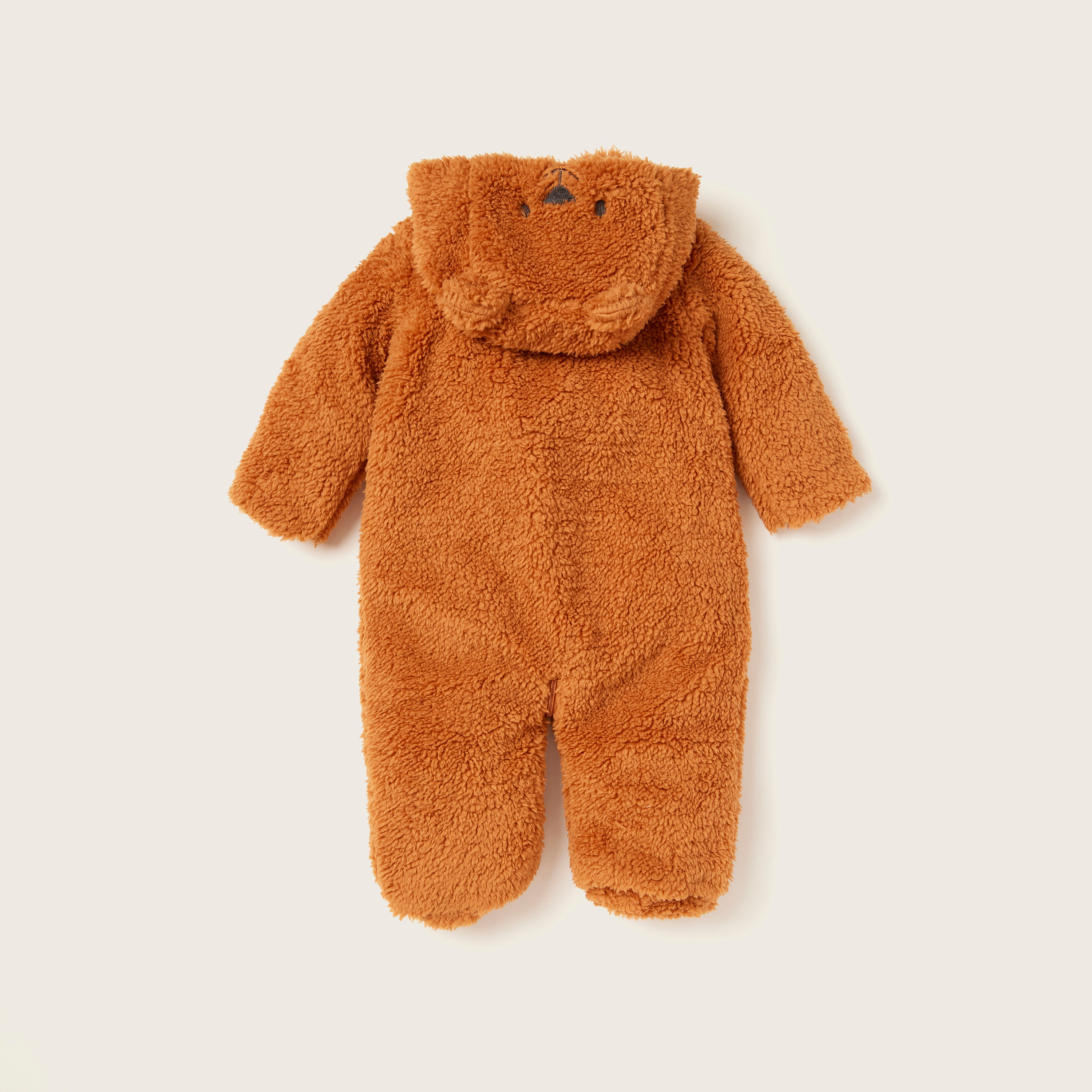 Juniors Textured Closed Feet Sleepsuit with Long Sleeves and Hood-baby-boys-clothing-nightwear-sleepsuits-image-4