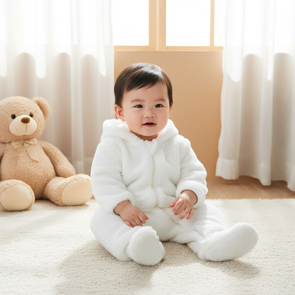 Juniors Textured Sleepsuit with Hood and Zip Closure-baby-boys-clothing-winterwear-sleepsuits-image-6