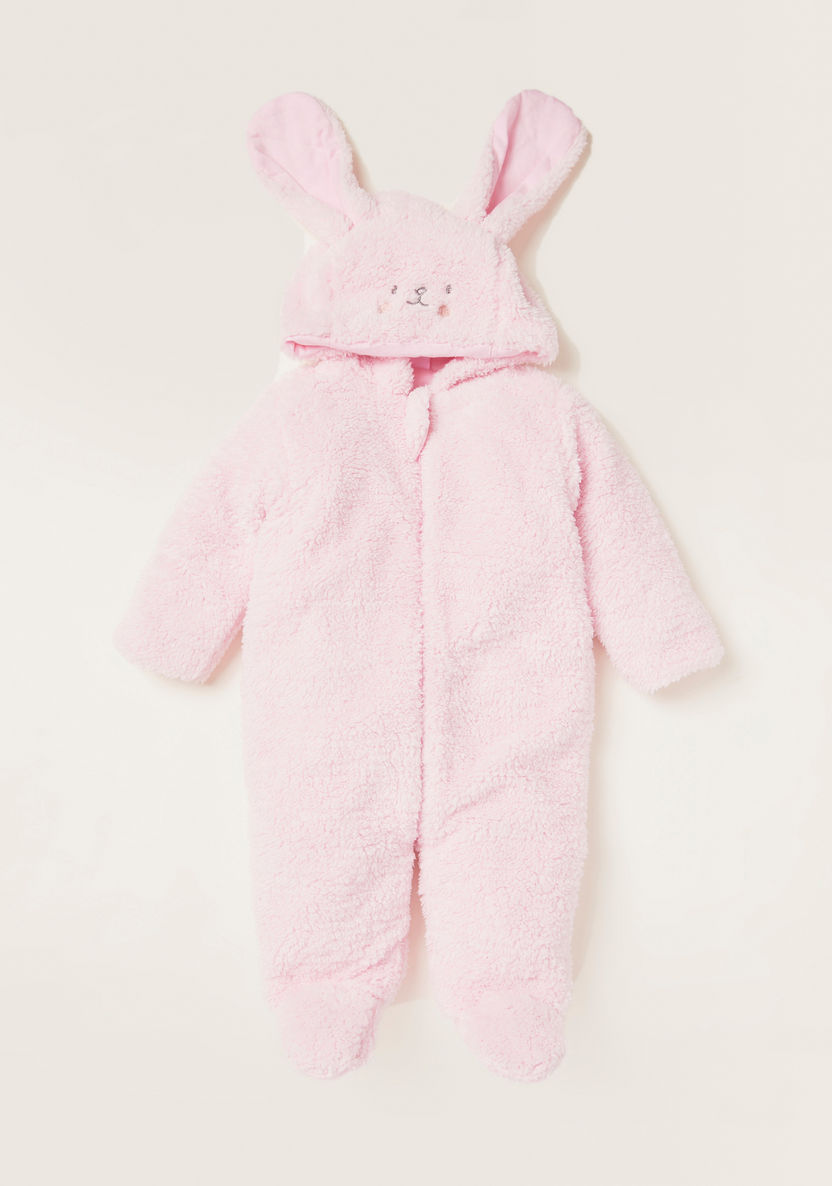 Juniors Bunny Embroidered Closed Feet Sleepsuit with Long Sleeves and Hood-Sleepsuits-image-0