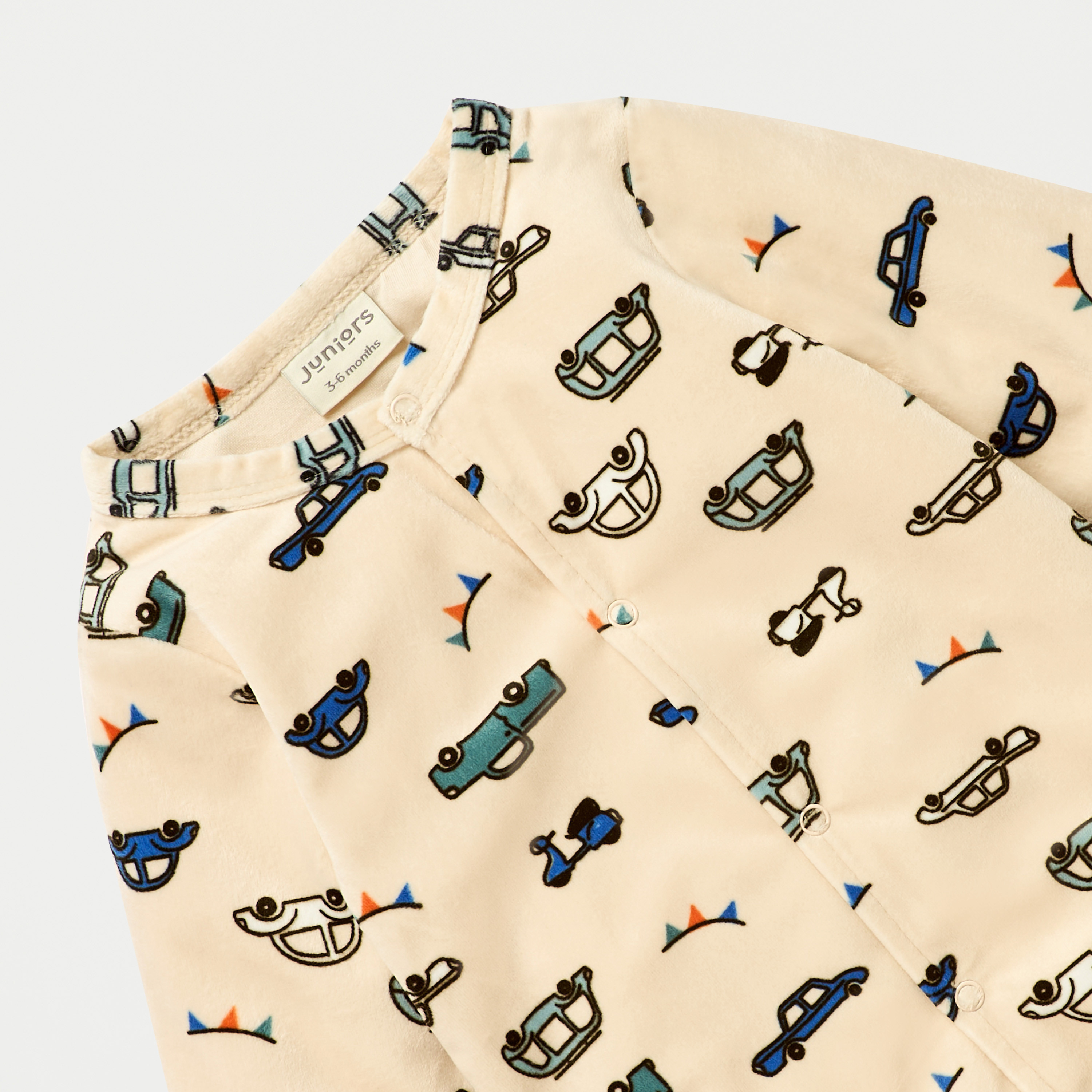 Juniors Vehicle Print Closed Feet Sleepsuit with Button Closure-baby-boys-clothing-nightwear-sleepsuits-image-3