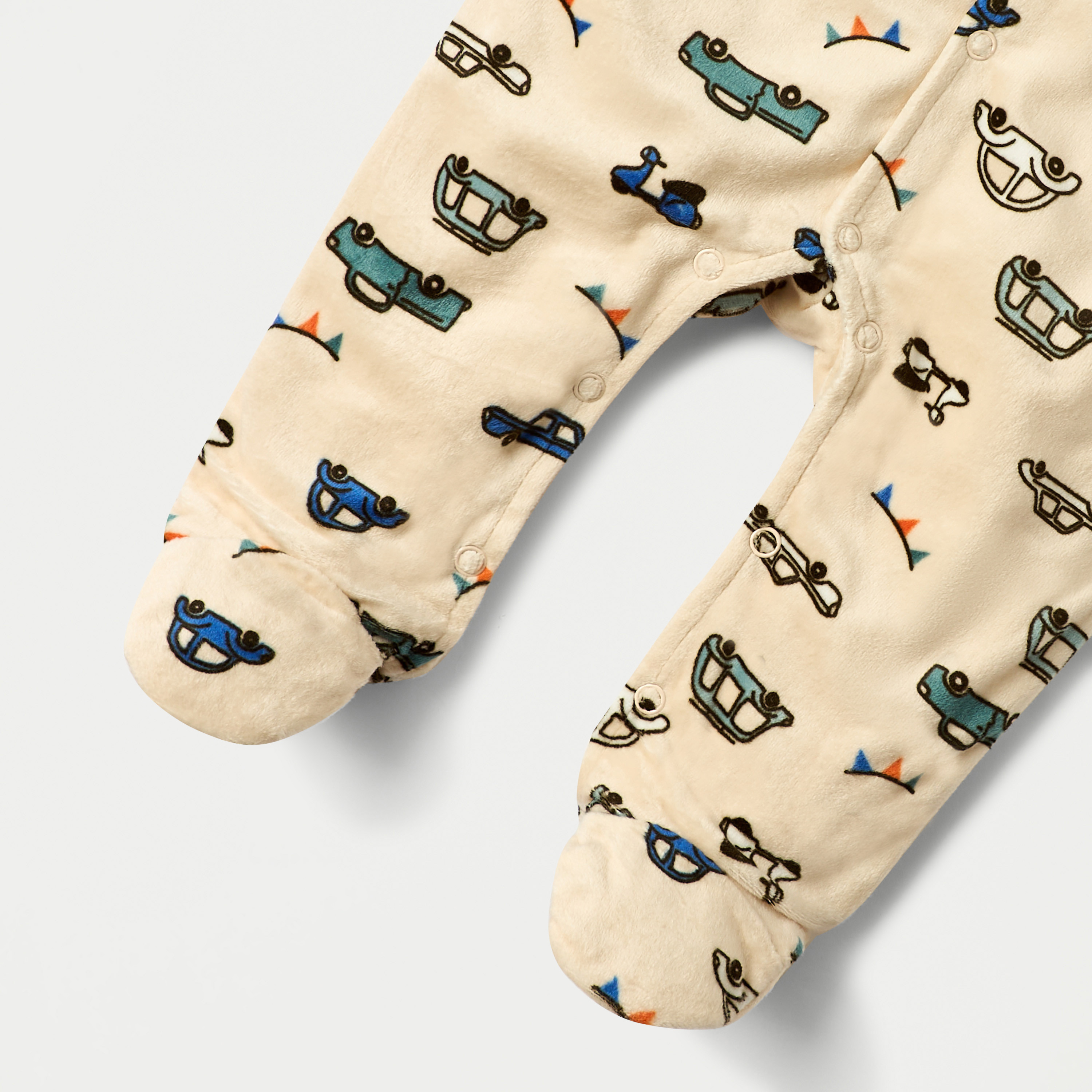 Juniors Vehicle Print Closed Feet Sleepsuit with Button Closure-baby-boys-clothing-nightwear-sleepsuits-image-4
