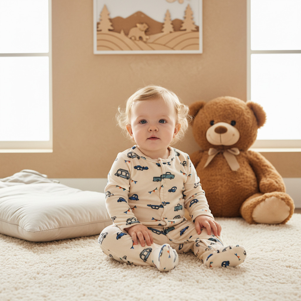 Juniors Vehicle Print Closed Feet Sleepsuit with Button Closure-baby-boys-clothing-nightwear-sleepsuits-image-5