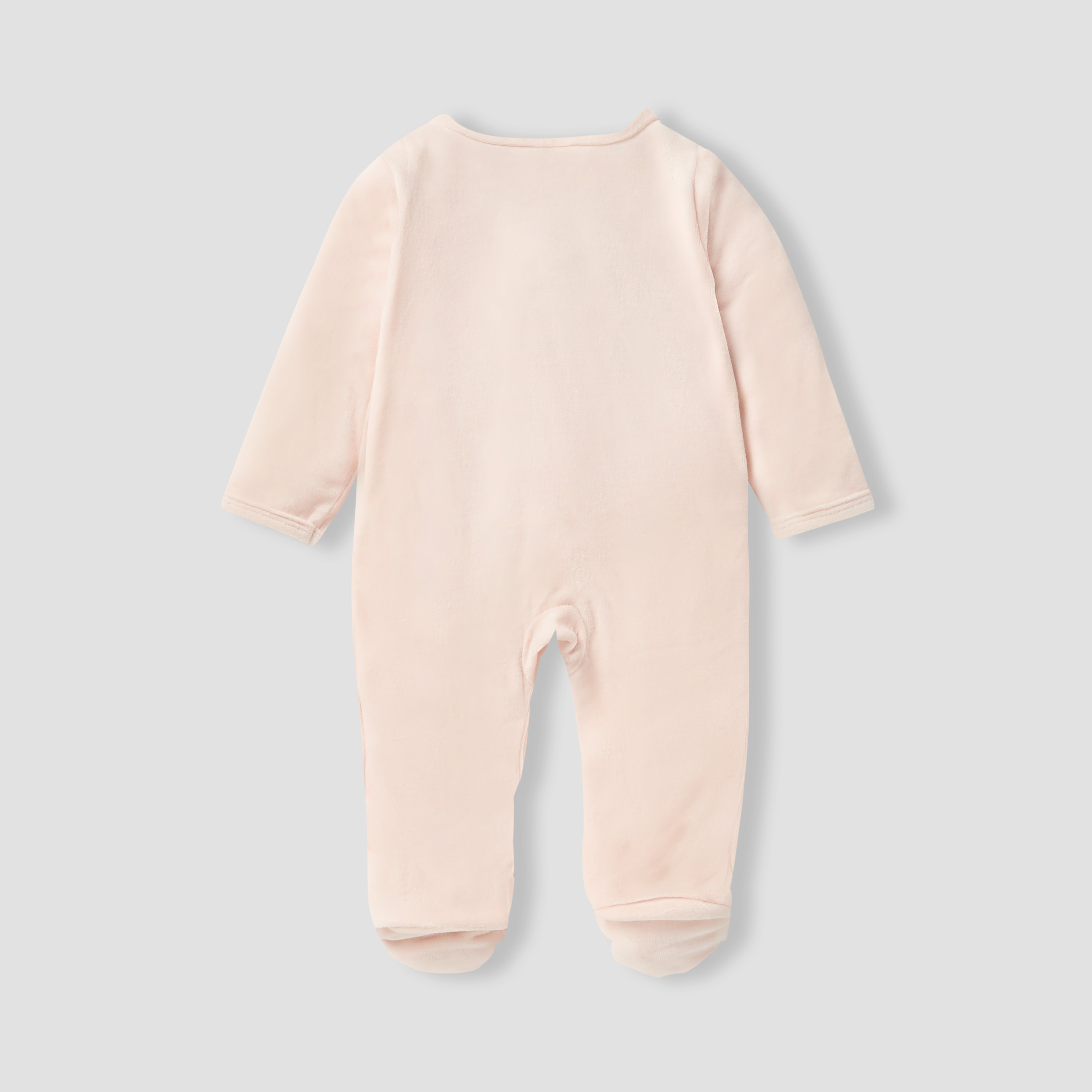 Juniors V-neck Sleepsuit with Long Sleeves and Snap Button Closure-baby-girls-clothing-nightwear-sleepsuits-image-2