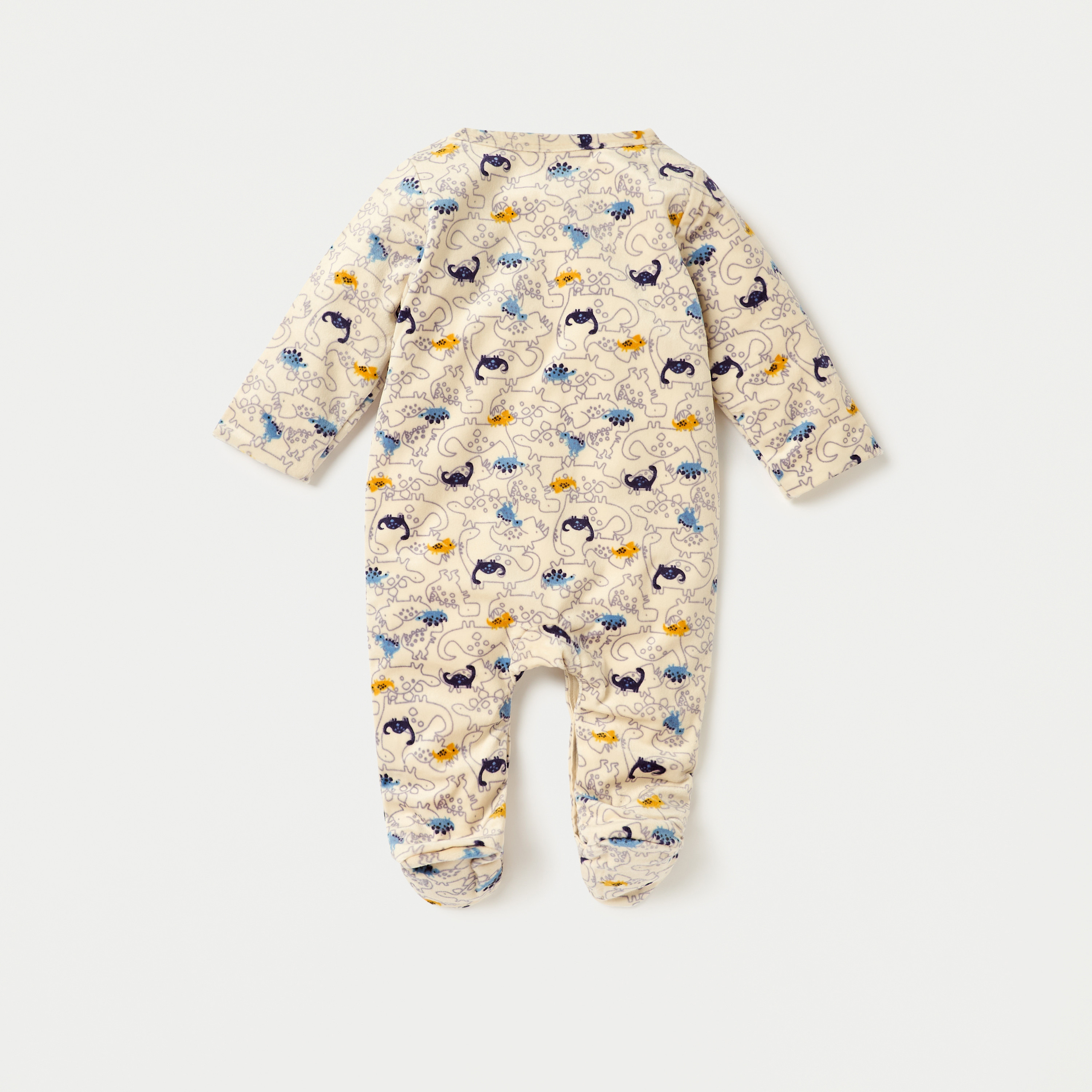 Juniors All-Over Dinosaur Print Closed Feet Sleepsuit with Long Sleeves-baby-boys-clothing-nightwear-sleepsuits-image-2