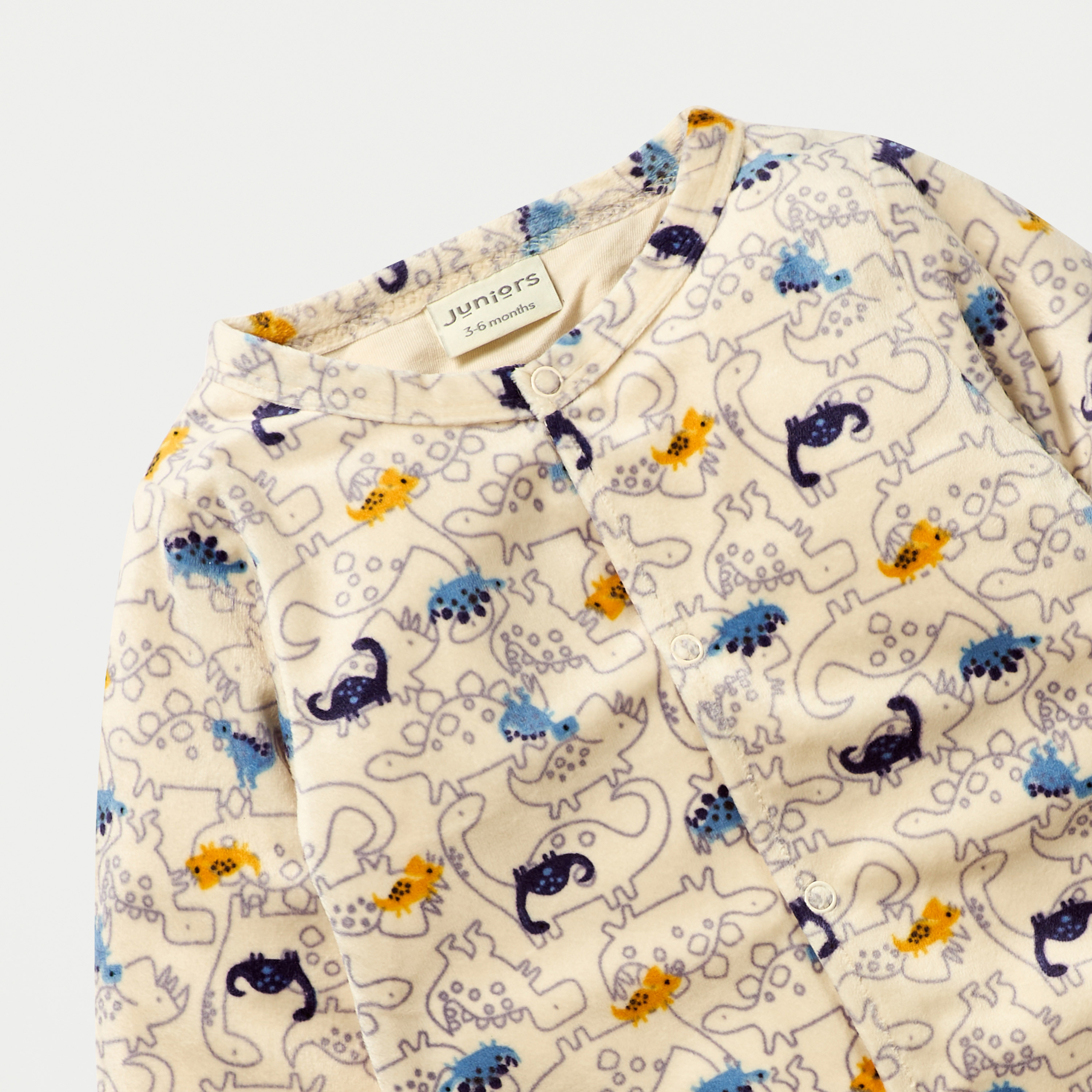 Juniors All-Over Dinosaur Print Closed Feet Sleepsuit with Long Sleeves-baby-boys-clothing-nightwear-sleepsuits-image-3