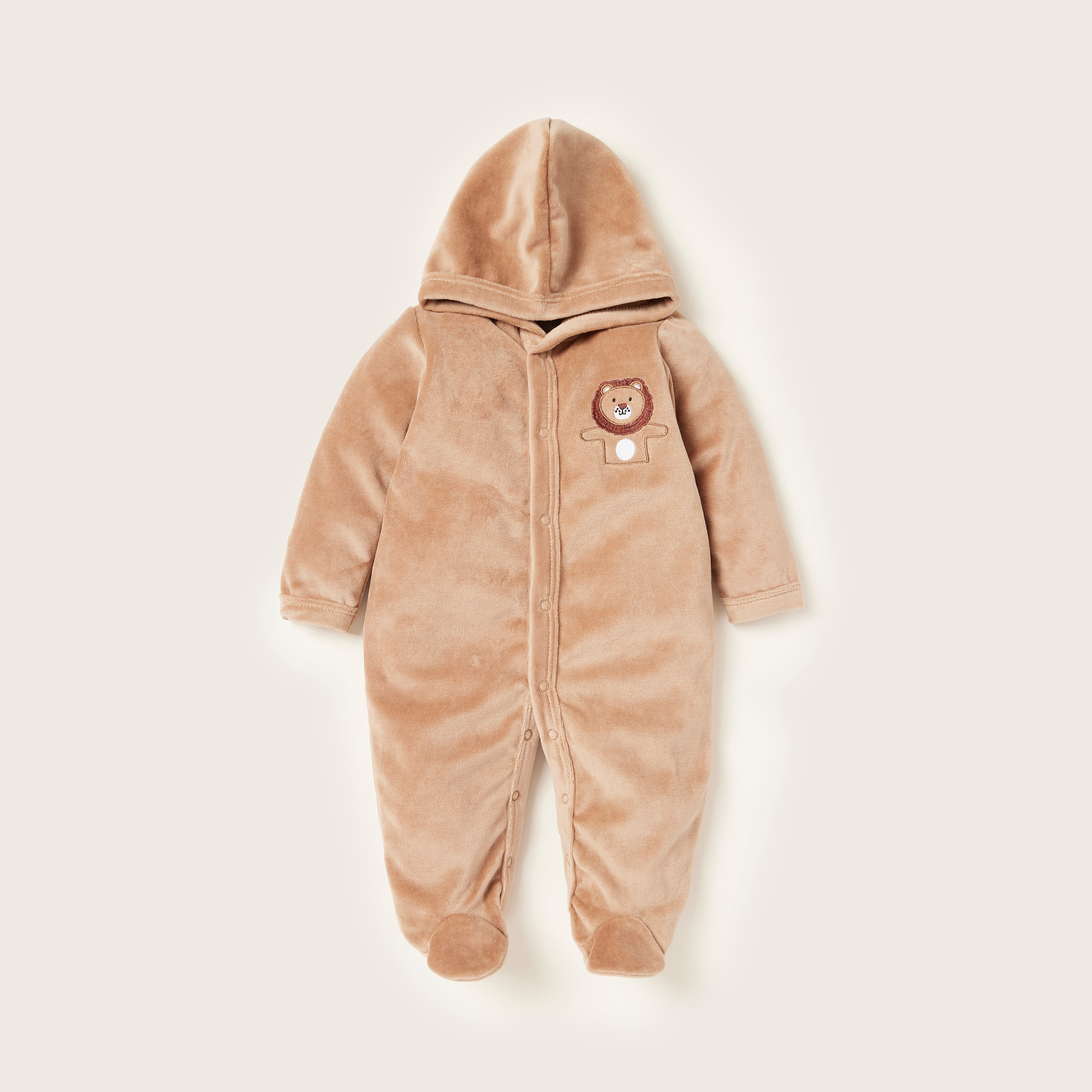 بدلة نوم مغلقة القدمين بقبّعة وأكمام طويلة وتزيينات أسد من جونيورز-baby-boys-clothing-nightwear-sleepsuits-image-1