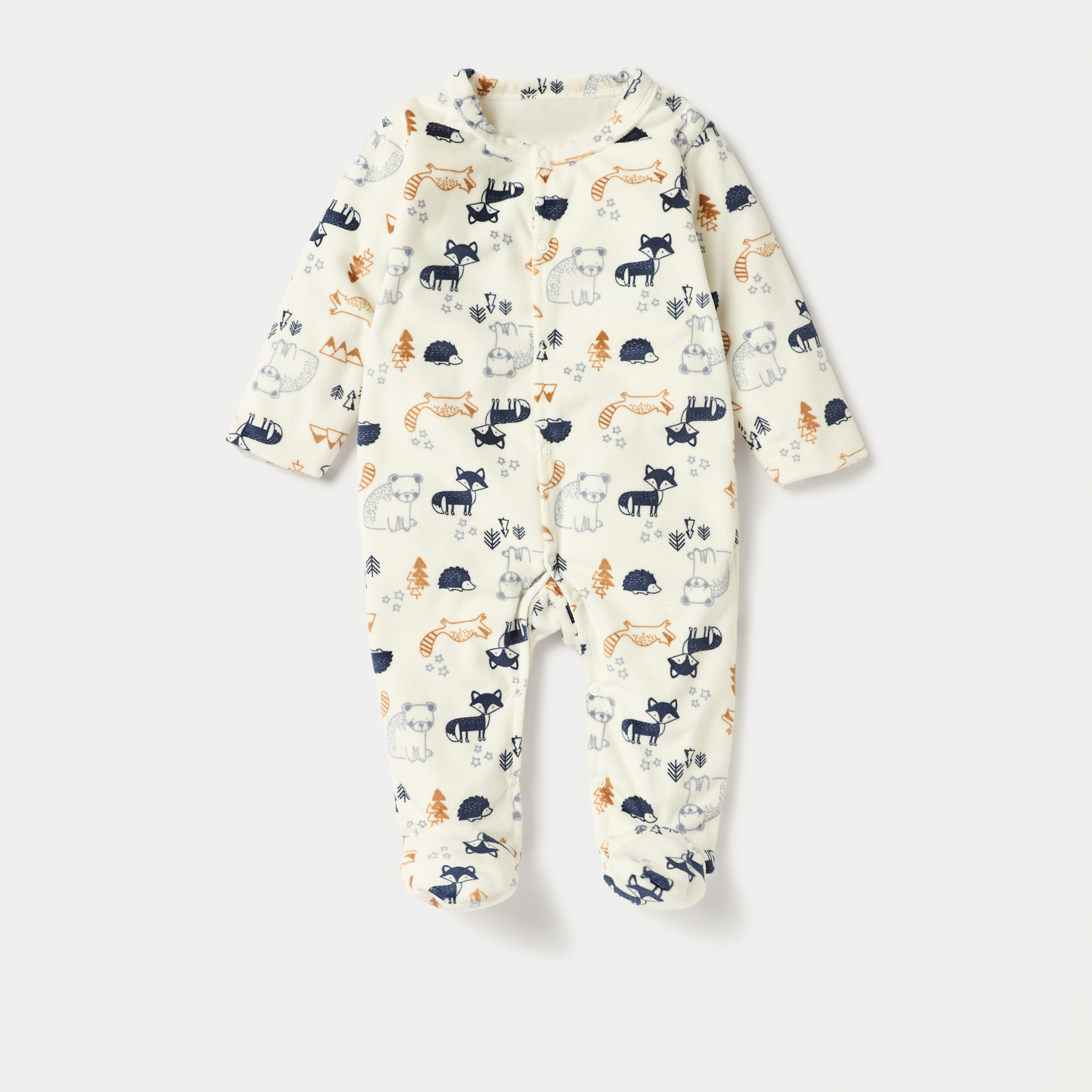 Juniors Animal Print Closed Feet Sleepsuit with Button Closure-baby-boys-clothing-nightwear-sleepsuits-image-1