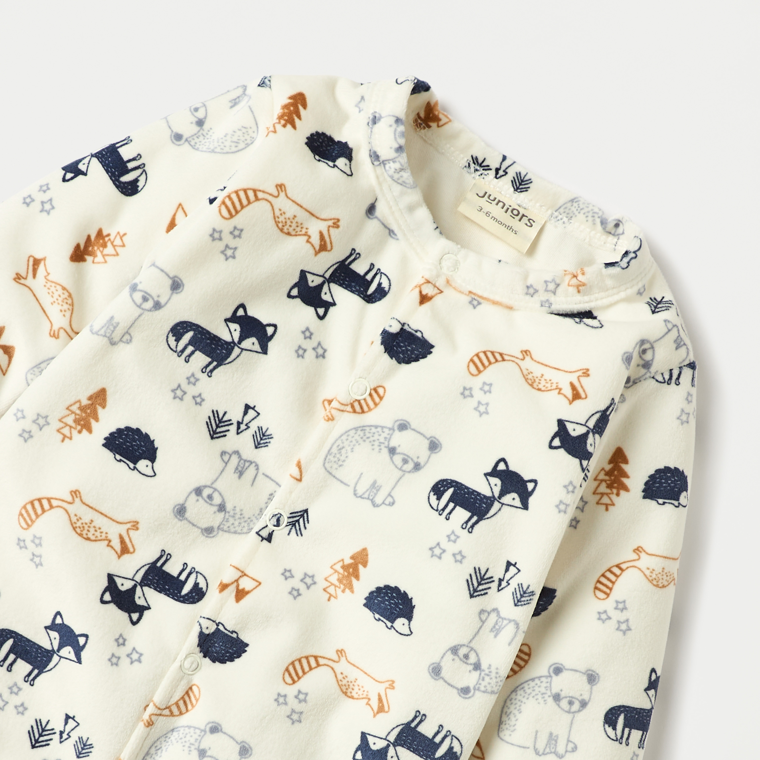 Juniors Animal Print Closed Feet Sleepsuit with Button Closure-baby-boys-clothing-nightwear-sleepsuits-image-3