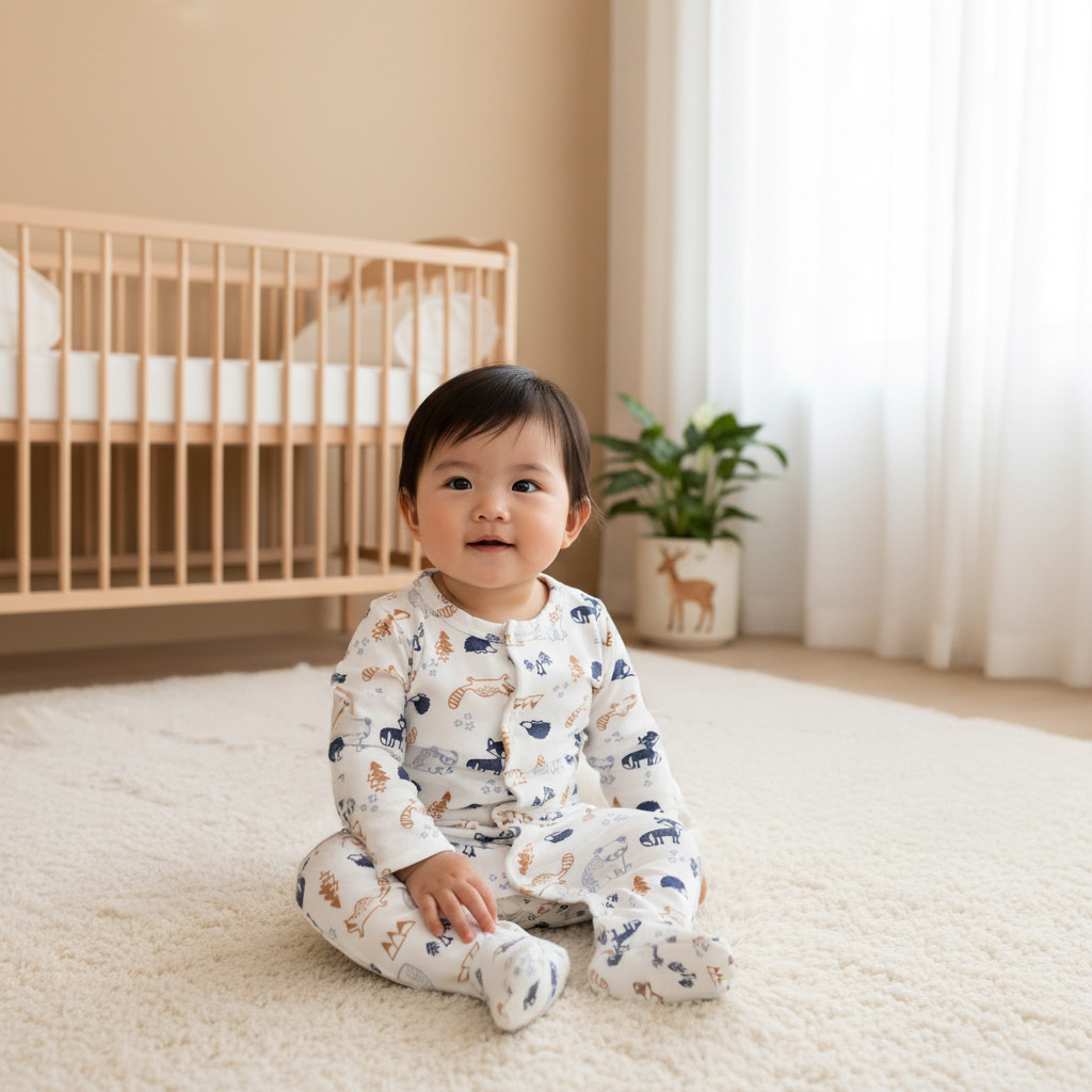 Juniors Animal Print Closed Feet Sleepsuit with Button Closure-baby-boys-clothing-nightwear-sleepsuits-image-5