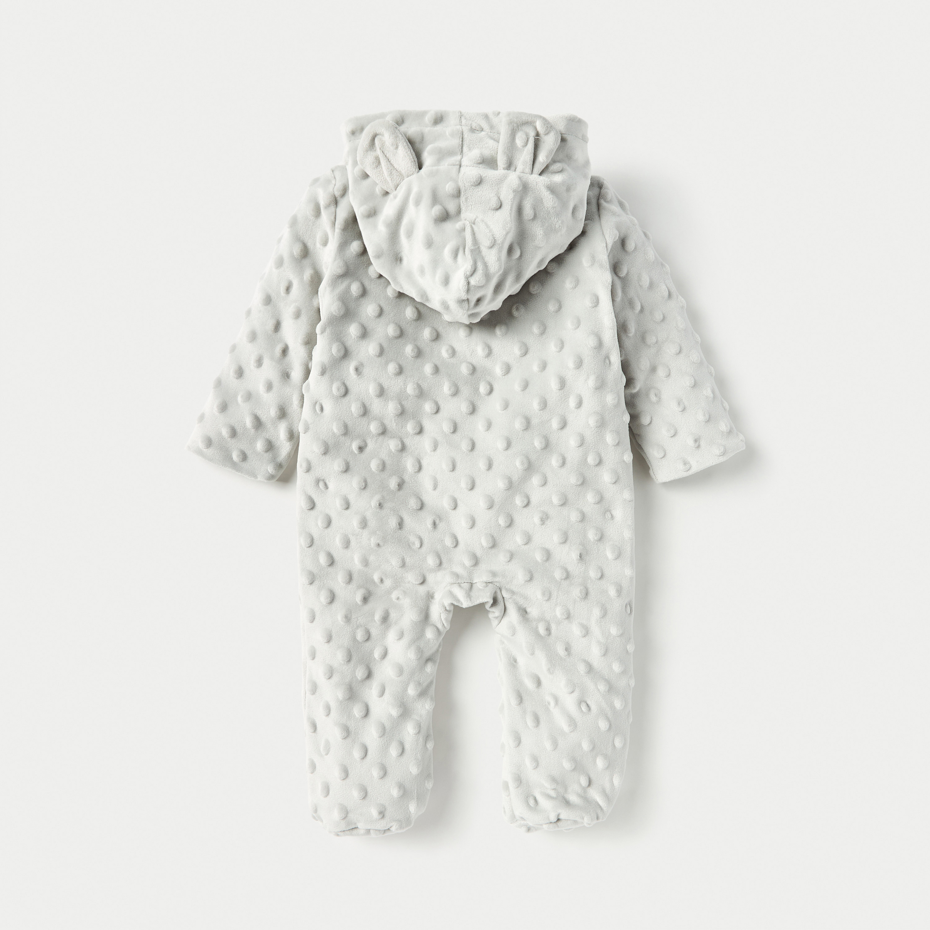 Juniors Textured Closed Feet Sleepsuit with Hood and Ear Applique-baby-girls-clothing-nightwear-sleepsuits-image-2
