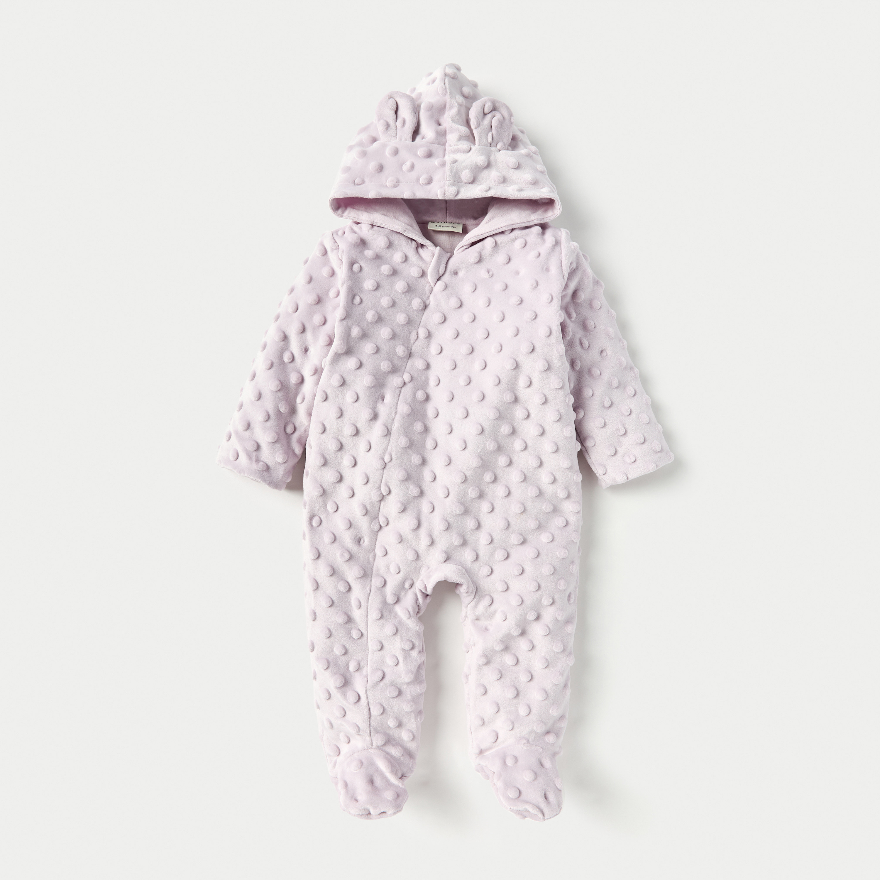 Juniors Textured Closed Feet Sleepsuit with Hood and Ear Applique-baby-girls-clothing-nightwear-sleepsuits-image-1