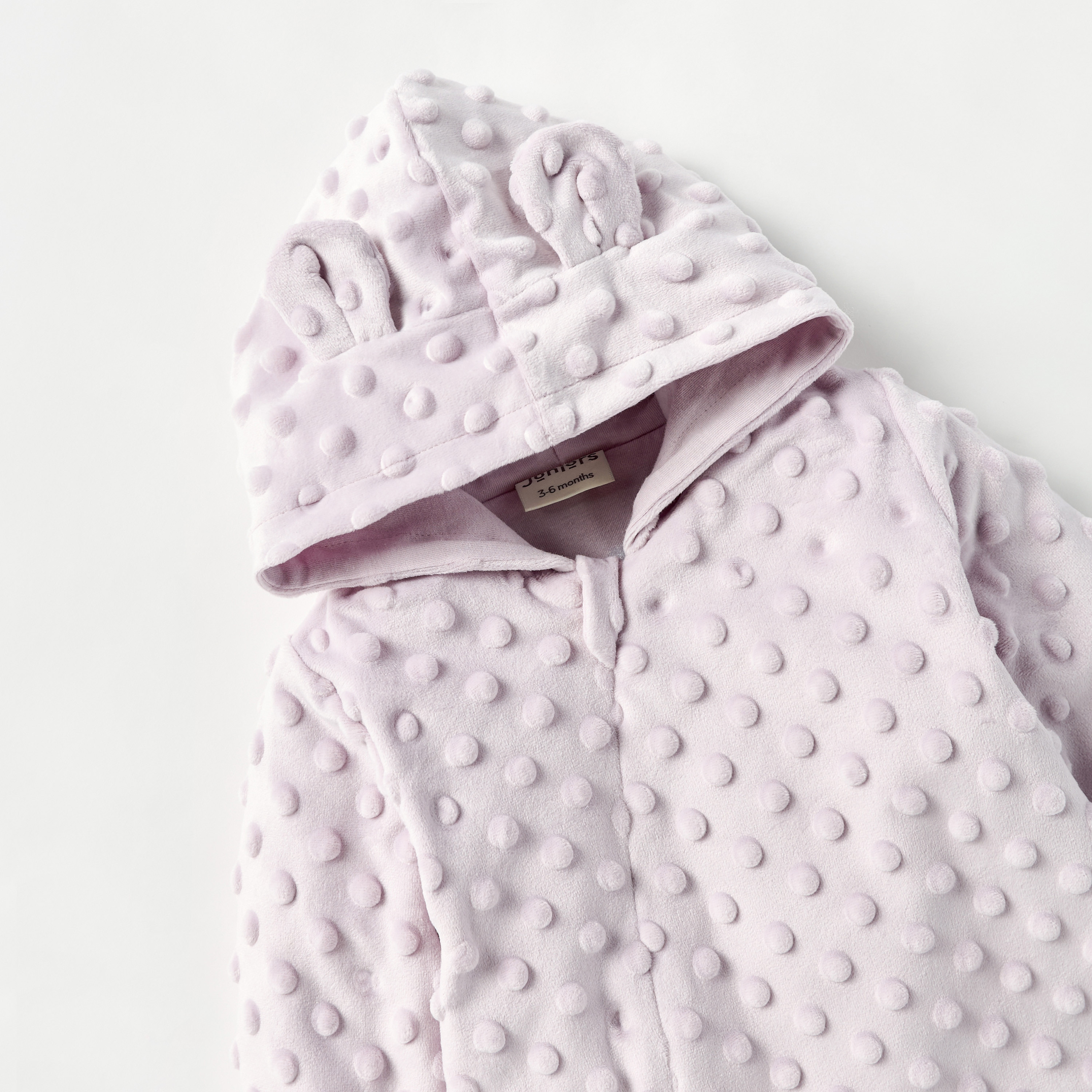 Juniors Textured Closed Feet Sleepsuit with Hood and Ear Applique-baby-girls-clothing-nightwear-sleepsuits-image-3