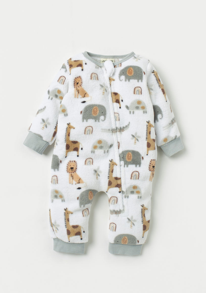 Juniors All-Over Elephant Print Sleepsuit with Zip Closure-Sleepsuits-image-0