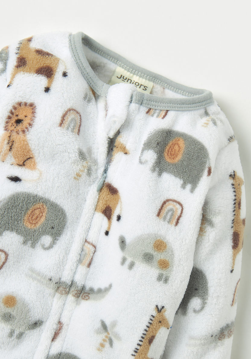Juniors All-Over Elephant Print Sleepsuit with Zip Closure-Sleepsuits-image-2