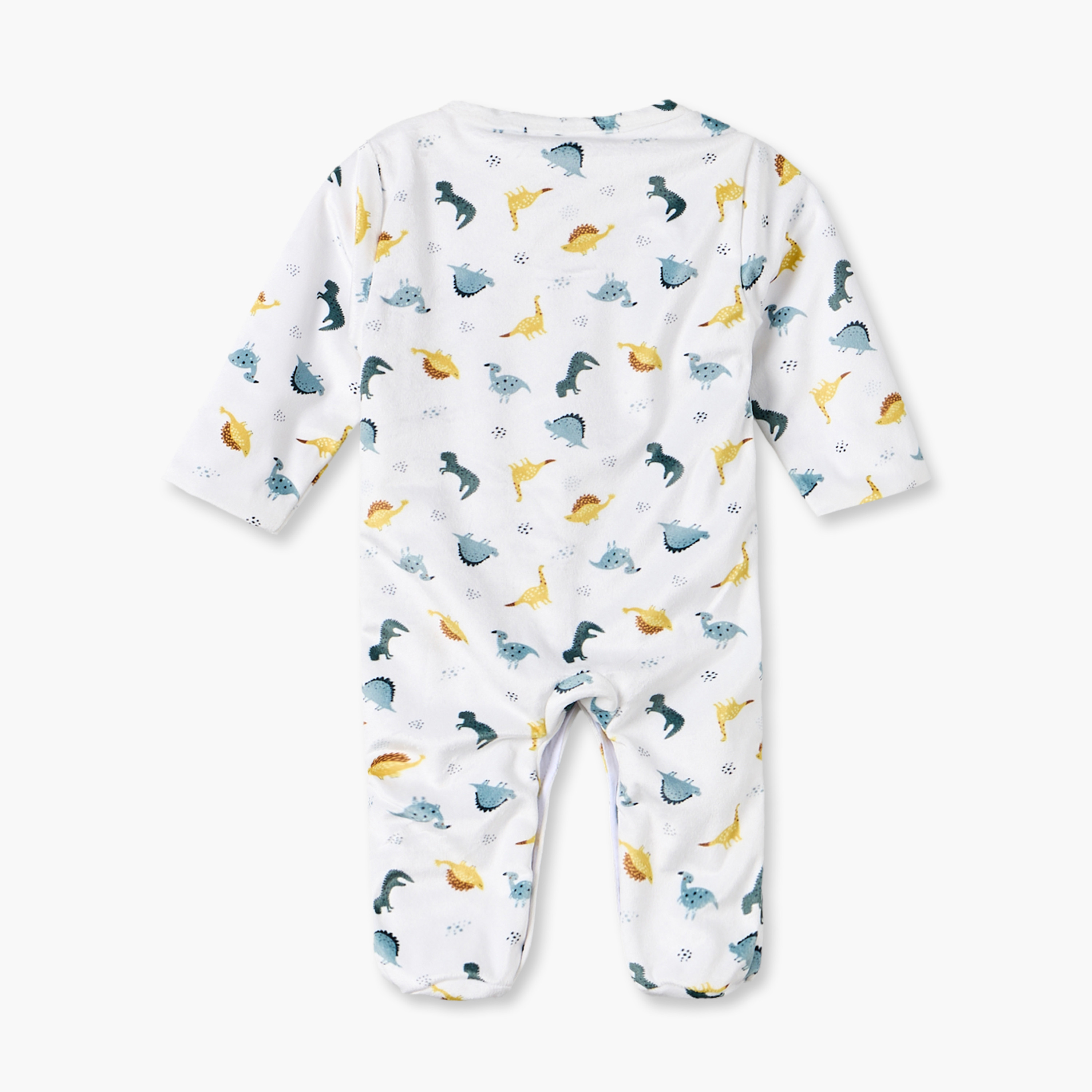 Juniors Cotton Crew Neck Long Sleeves Sleepsuit with Dinosaur Print-baby-boys-clothing-nightwear-sleepsuits-image-2