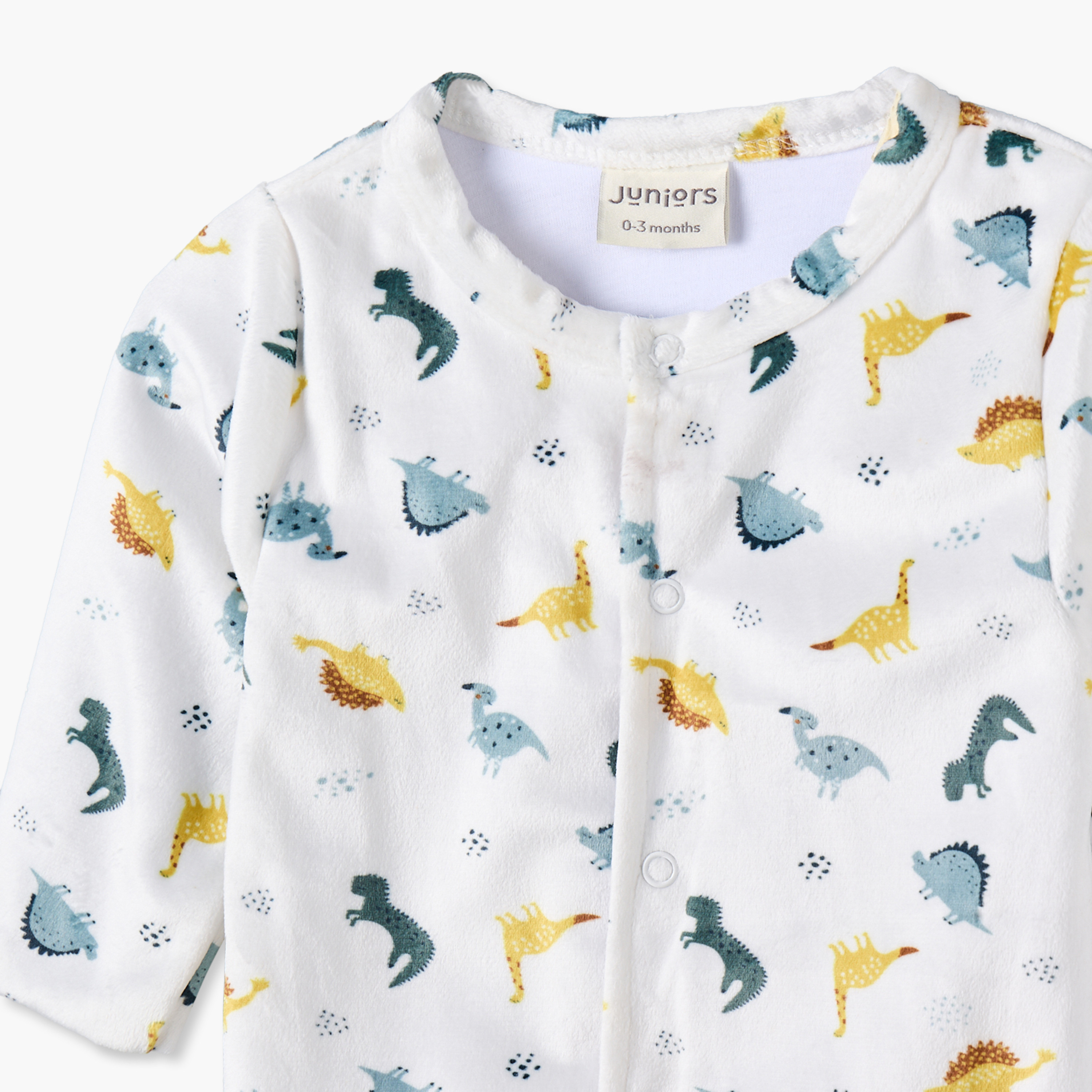Juniors Cotton Crew Neck Long Sleeves Sleepsuit with Dinosaur Print-baby-boys-clothing-nightwear-sleepsuits-image-3