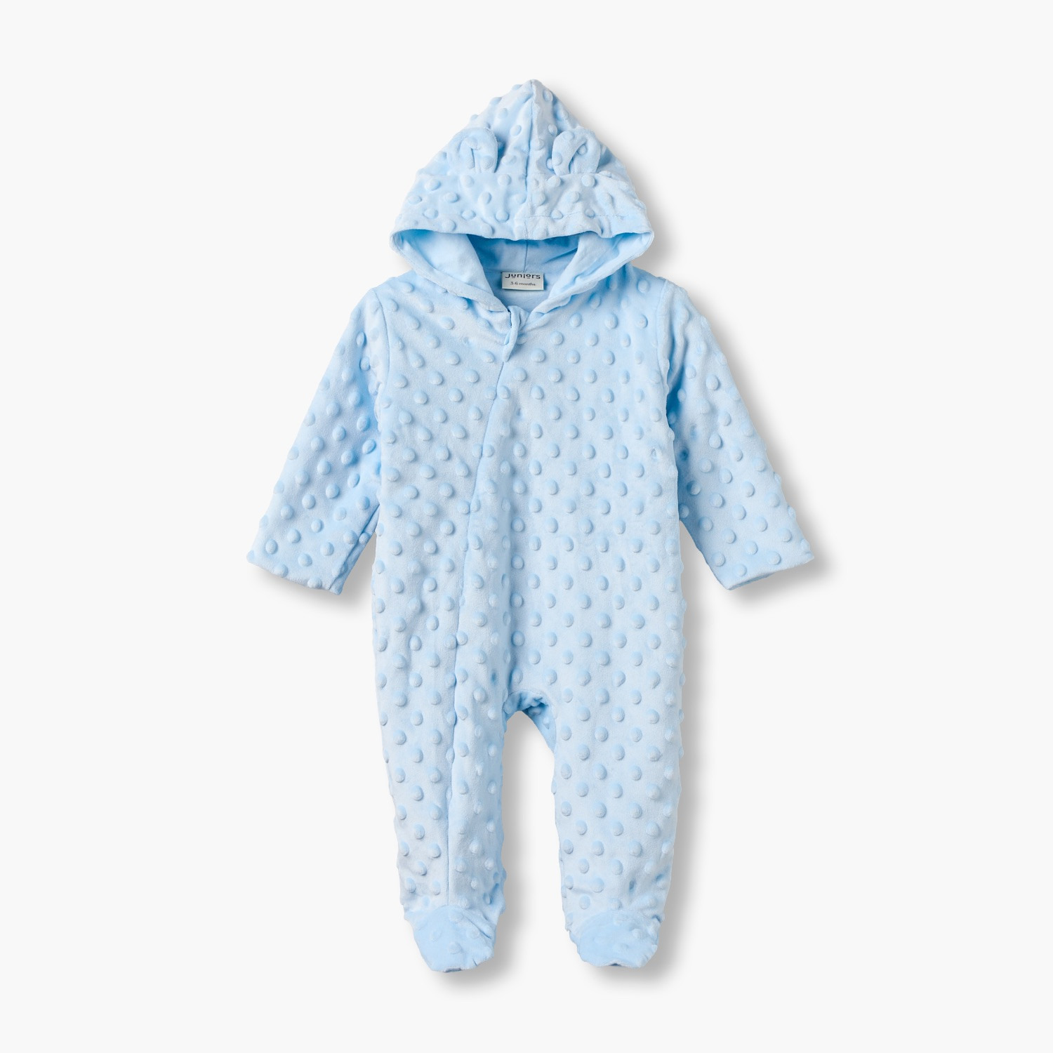 Juniors Velour Hooded Long Sleeves Sleepsuit with Popcorn Texture-baby-boys-clothing-nightwear-sleepsuits-image-2