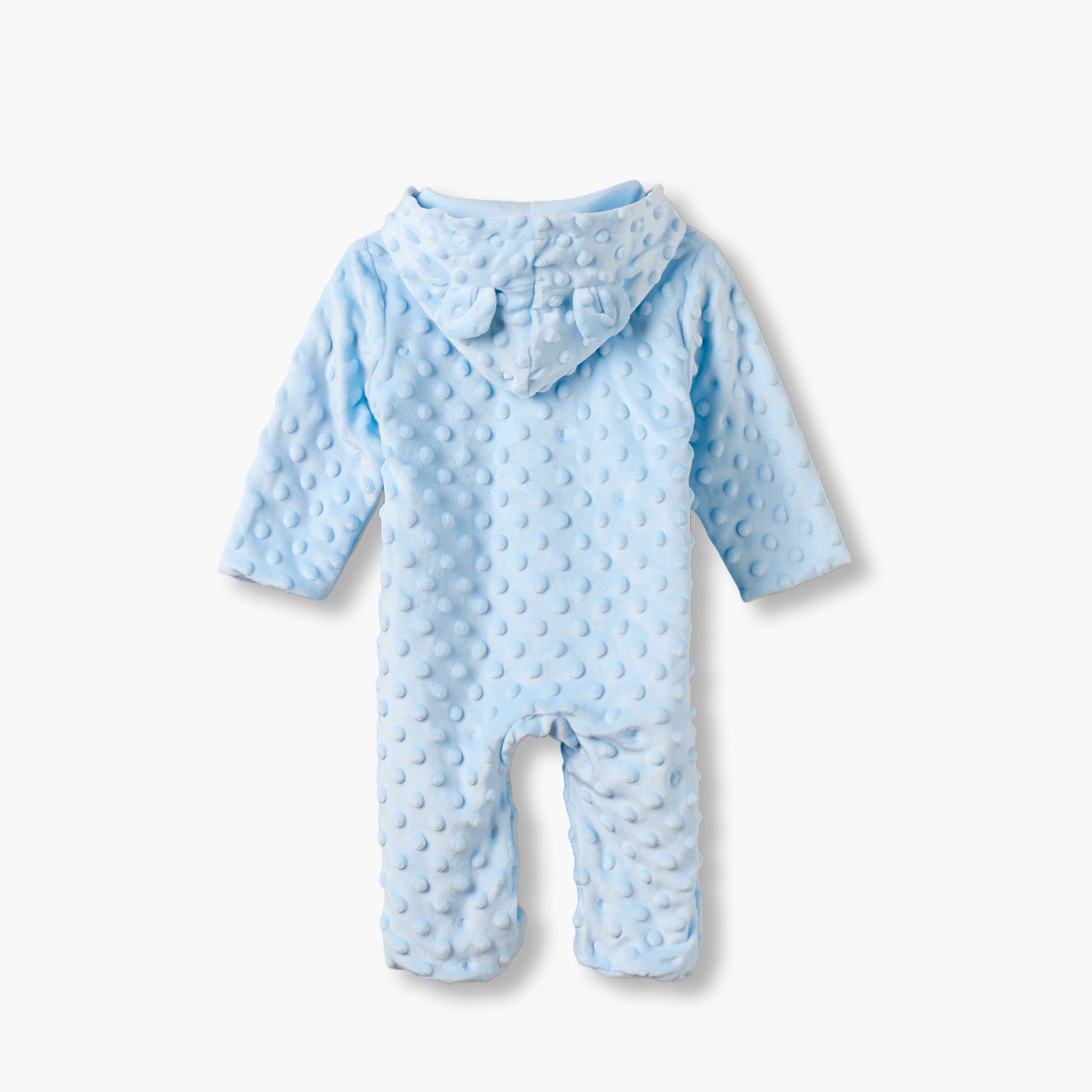 Juniors Velour Hooded Long Sleeves Sleepsuit with Popcorn Texture-baby-boys-clothing-nightwear-sleepsuits-image-3