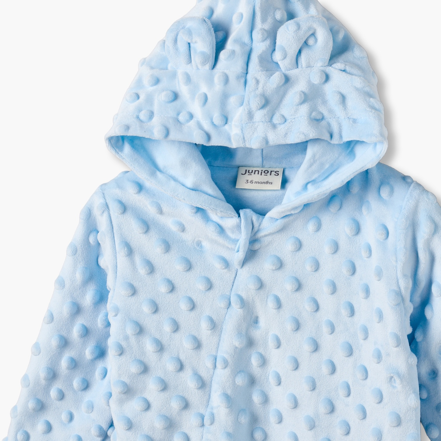 Juniors Velour Hooded Long Sleeves Sleepsuit with Popcorn Texture-baby-boys-clothing-nightwear-sleepsuits-image-4