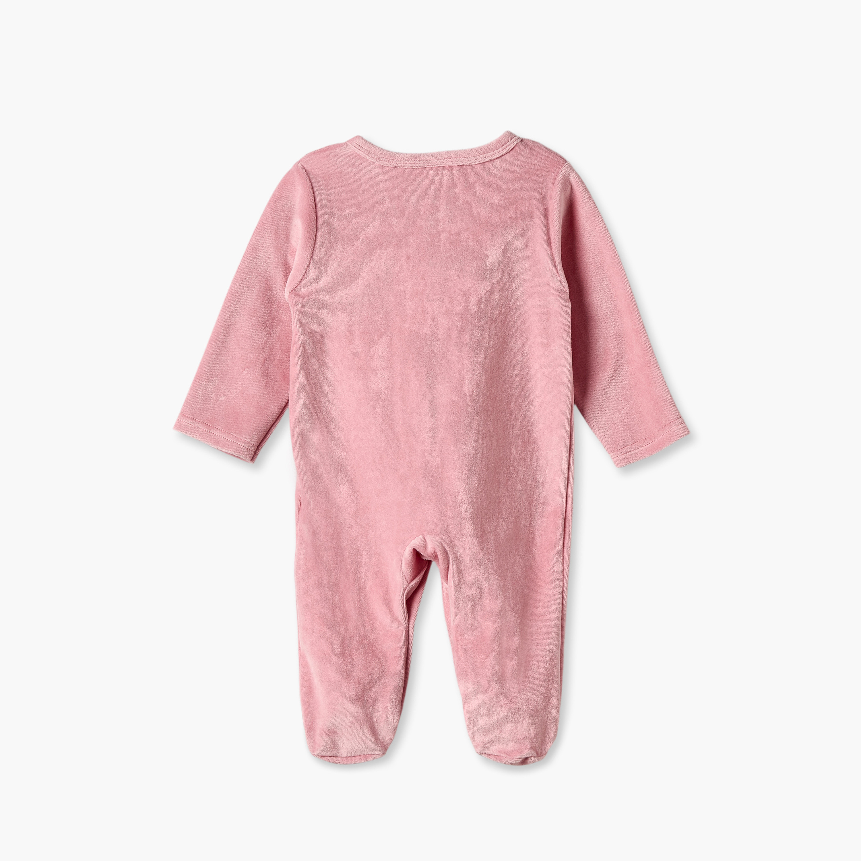 Juniors Round Neck Long Sleeves Sleepsuit with Bear Applique-baby-girls-clothing-nightwear-sleepsuits-image-3