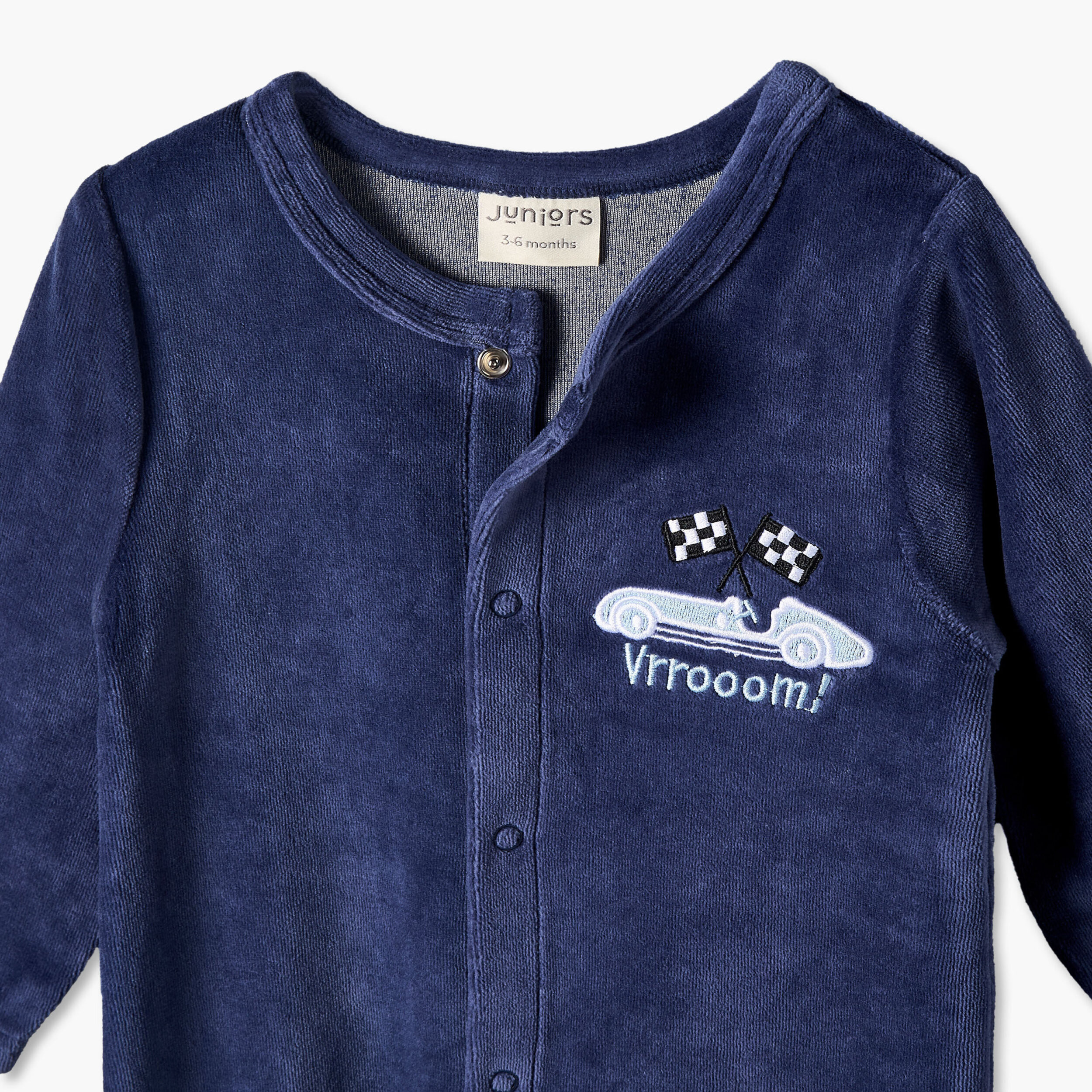 Juniors Crew Neck Long Sleeves Sleepsuit with Race Car Embroidery-baby-boys-clothing-nightwear-sleepsuits-image-4