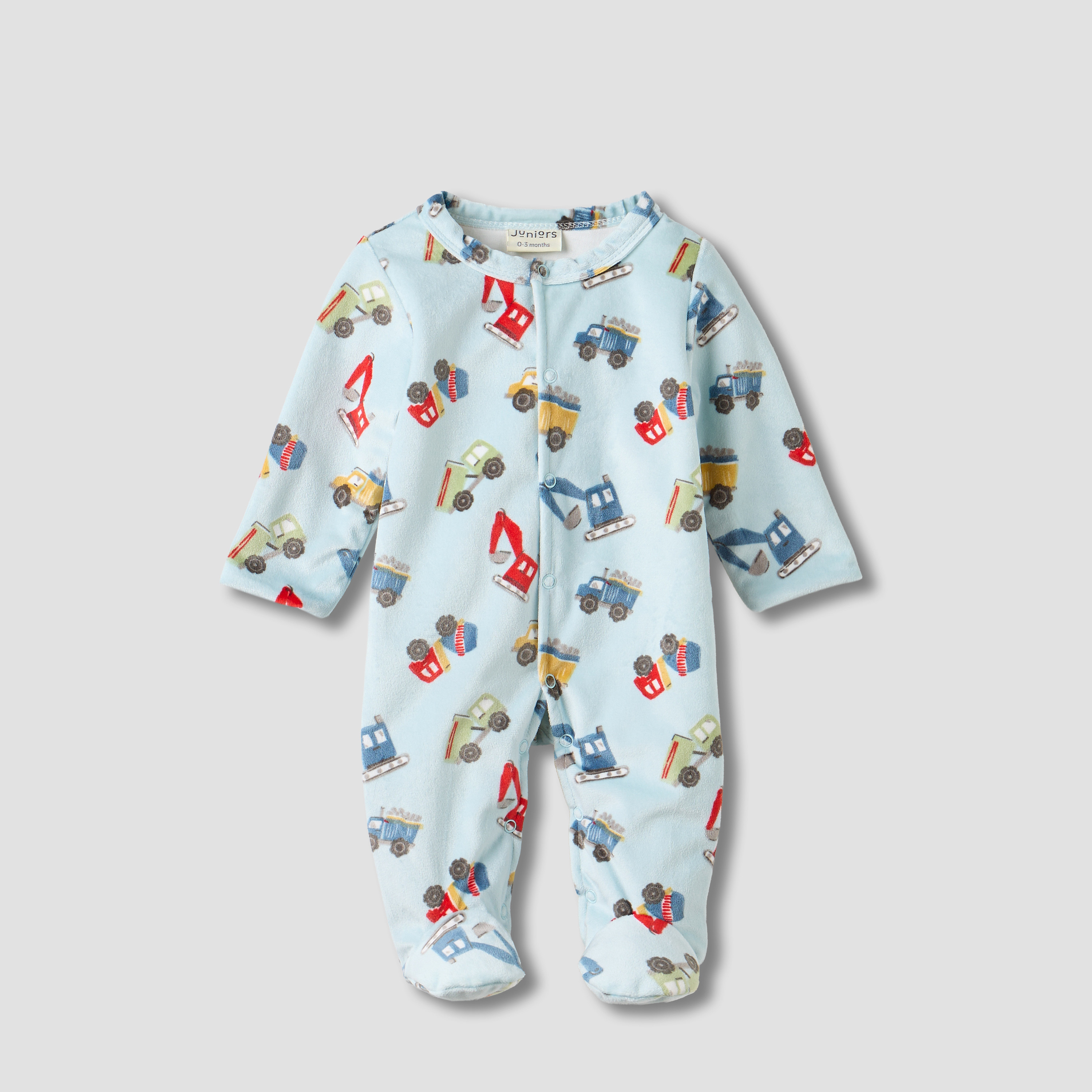 Juniors Vehicle Print Plush Sleepsuit with Long Sleeves-baby-boys-clothing-nightwear-sleepsuits-image-1