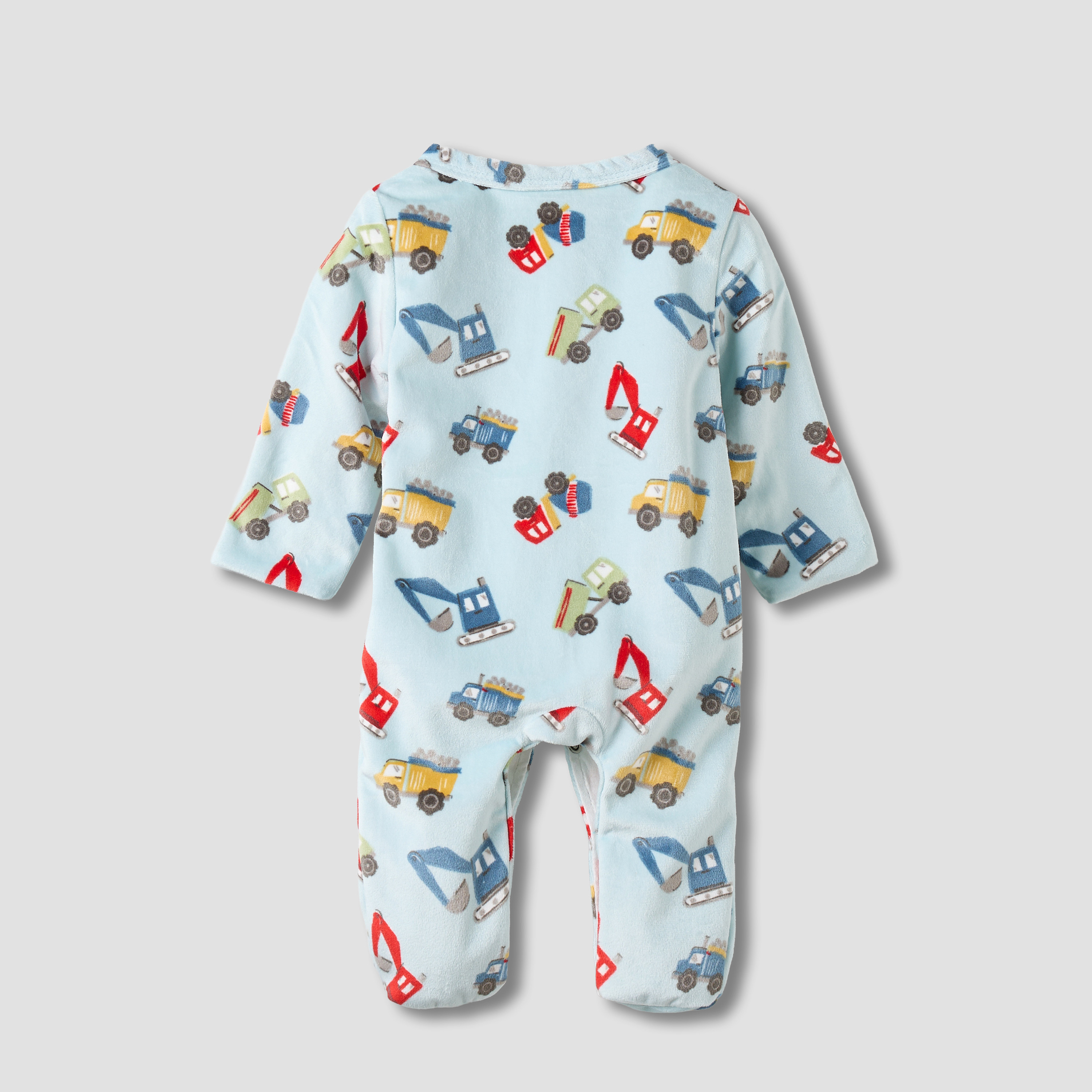 Juniors Vehicle Print Plush Sleepsuit with Long Sleeves-baby-boys-clothing-nightwear-sleepsuits-image-2