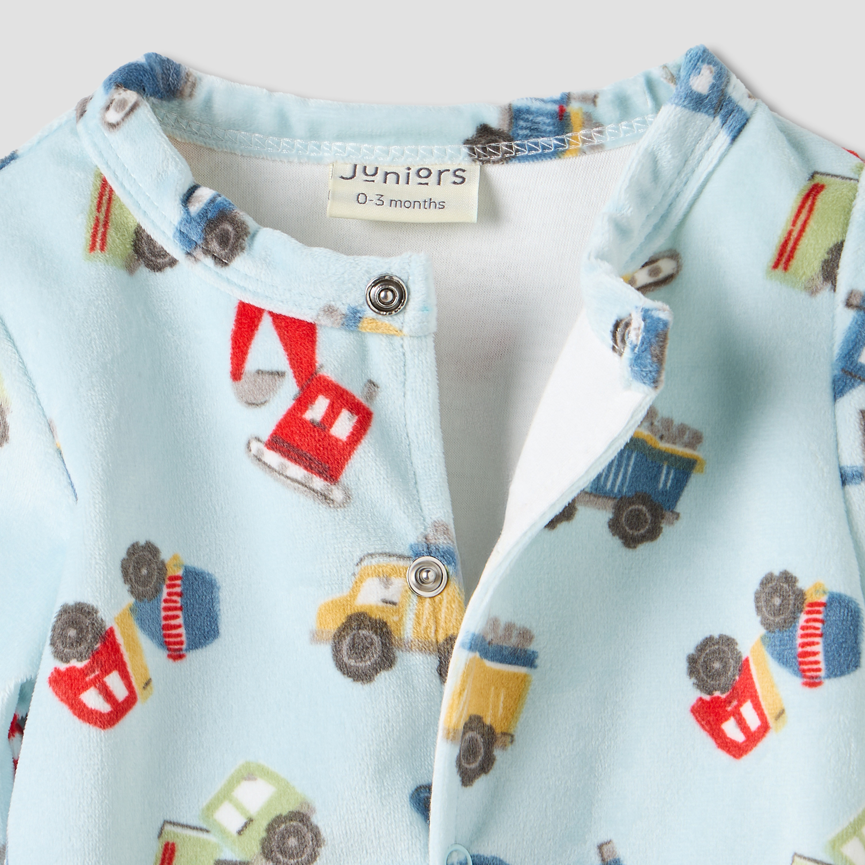 Juniors Vehicle Print Plush Sleepsuit with Long Sleeves-baby-boys-clothing-nightwear-sleepsuits-image-4