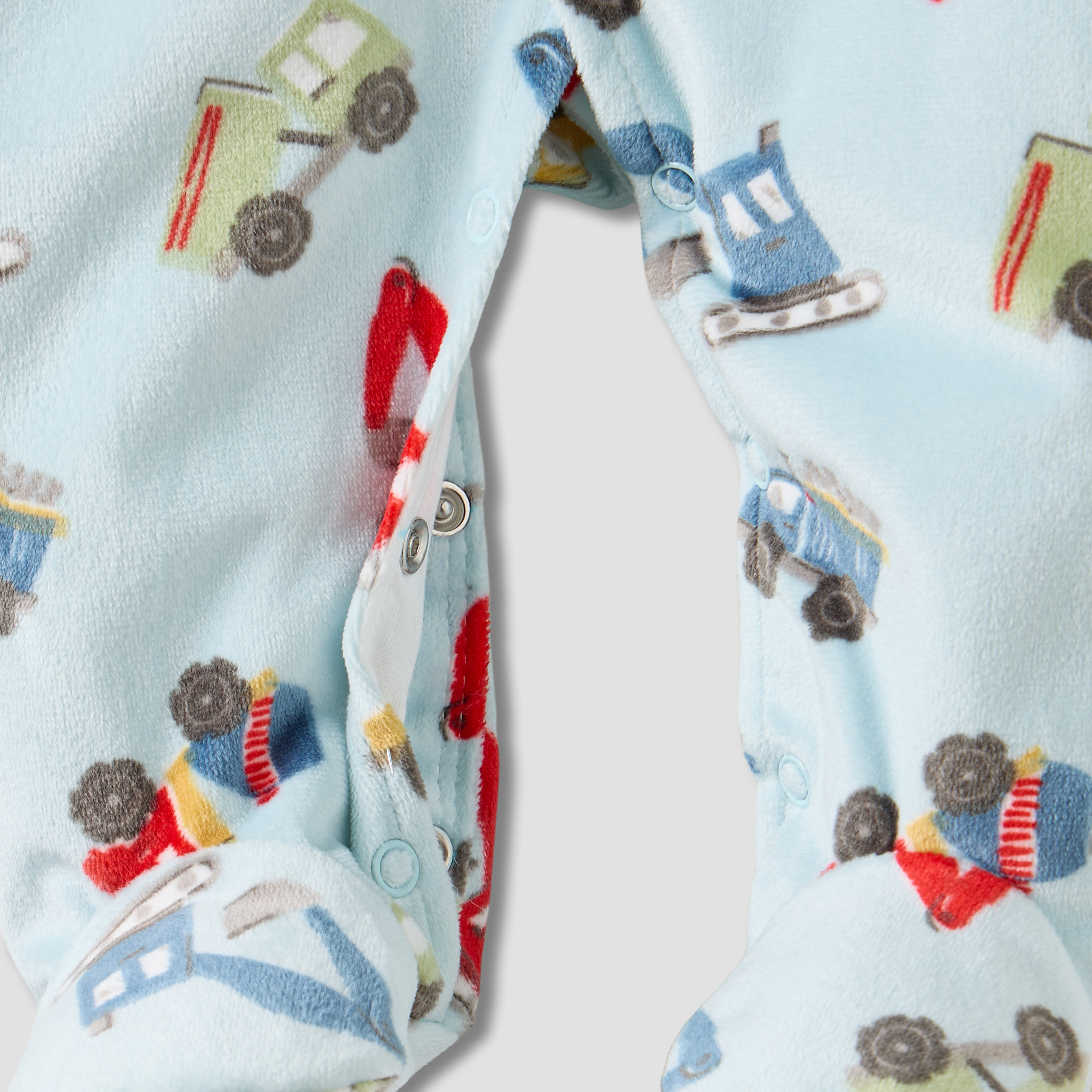 Juniors Vehicle Print Plush Sleepsuit with Long Sleeves-baby-boys-clothing-nightwear-sleepsuits-image-5