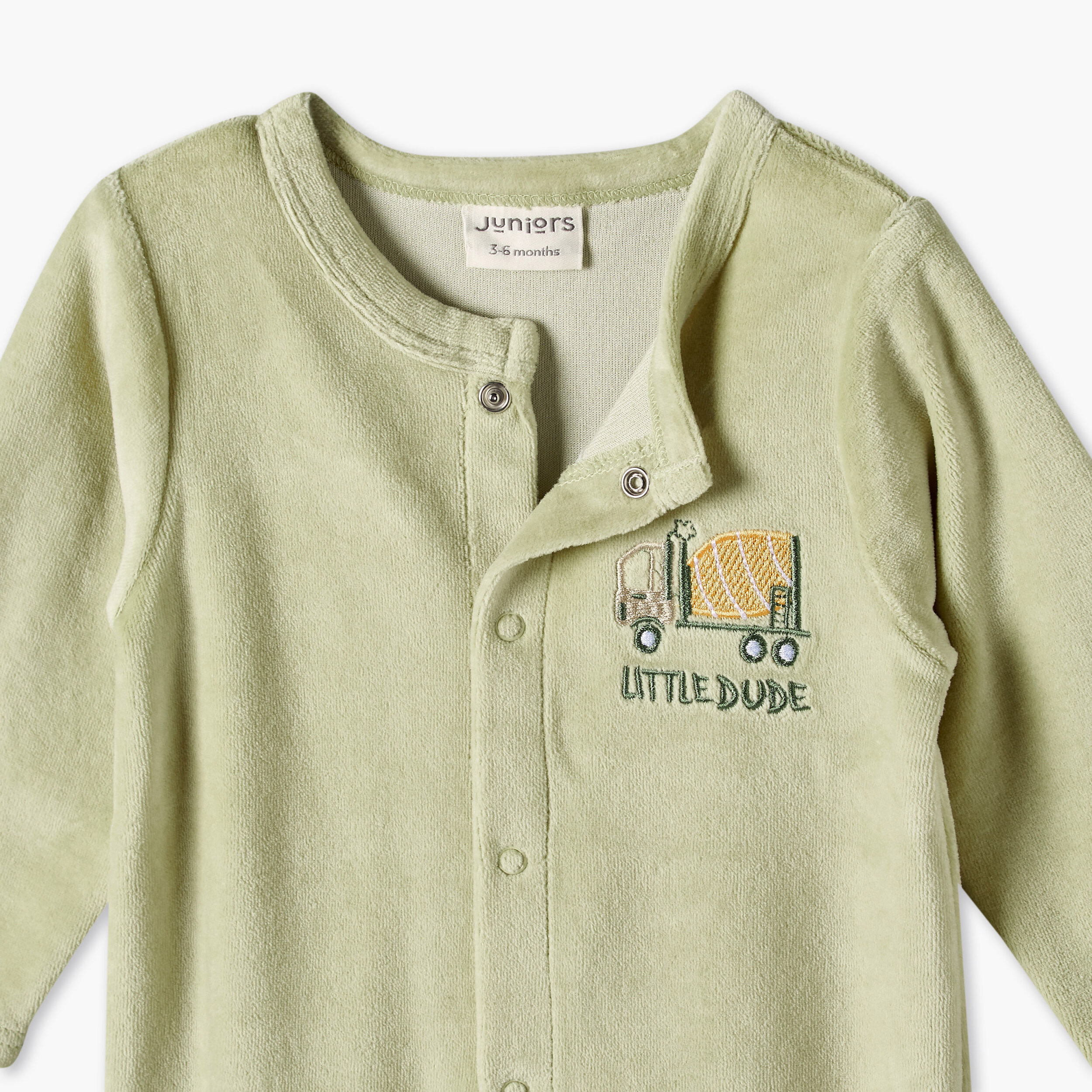 Juniors Crew Neck Long Sleeves Sleepsuit with Vehicle Embroidery-baby-boys-clothing-nightwear-sleepsuits-image-4