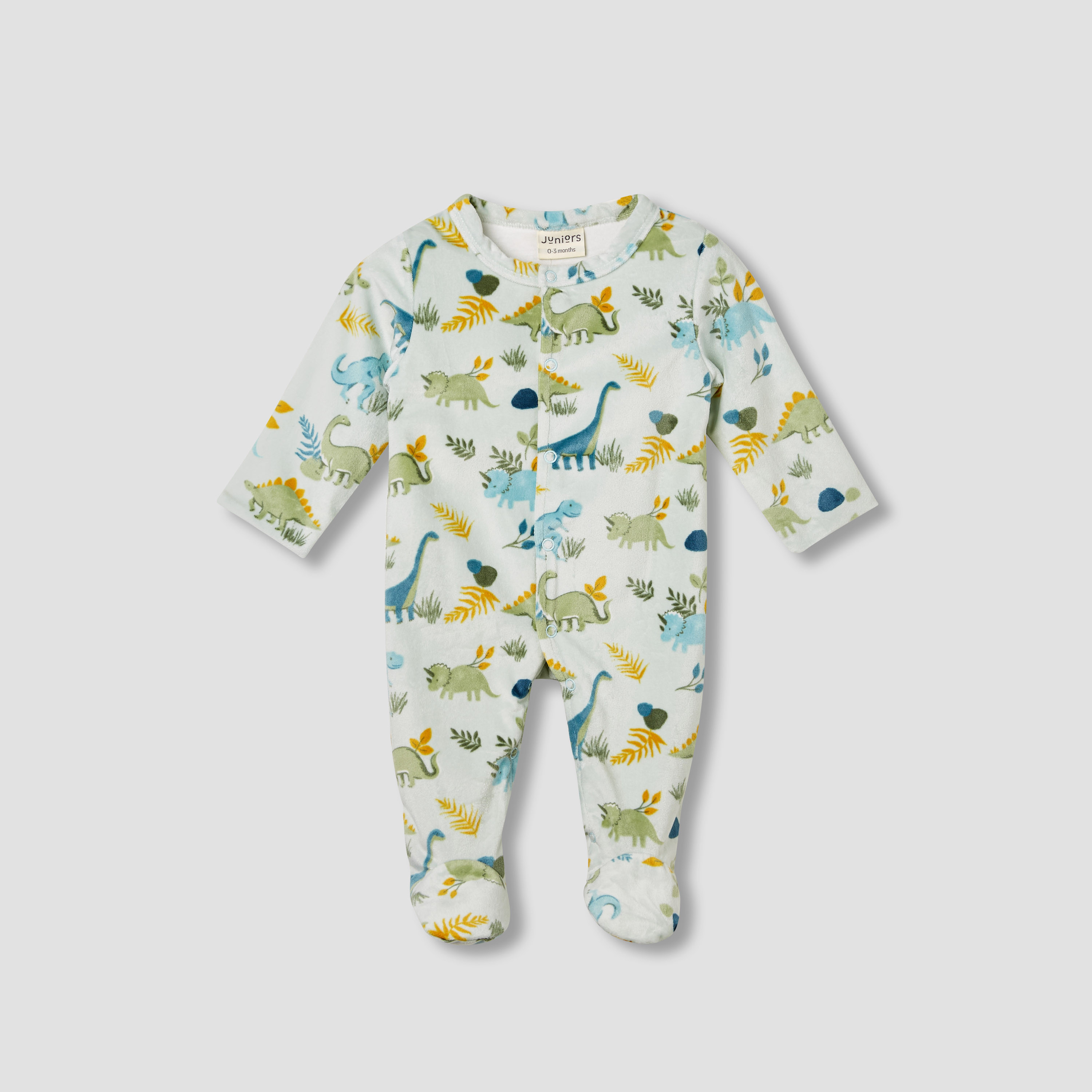 Juniors Dinosaur Print Sleepsuit with Long Sleeves and Button Closure-baby-boys-clothing-nightwear-sleepsuits-image-1