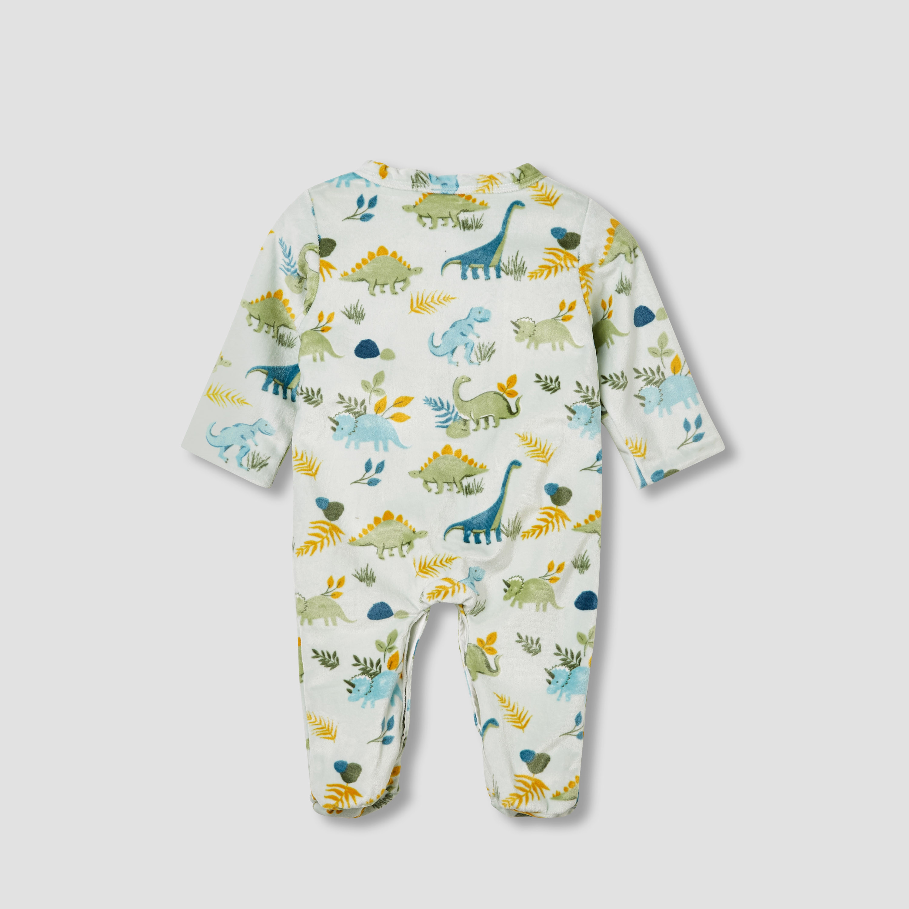 Juniors Dinosaur Print Sleepsuit with Long Sleeves and Button Closure-baby-boys-clothing-nightwear-sleepsuits-image-2