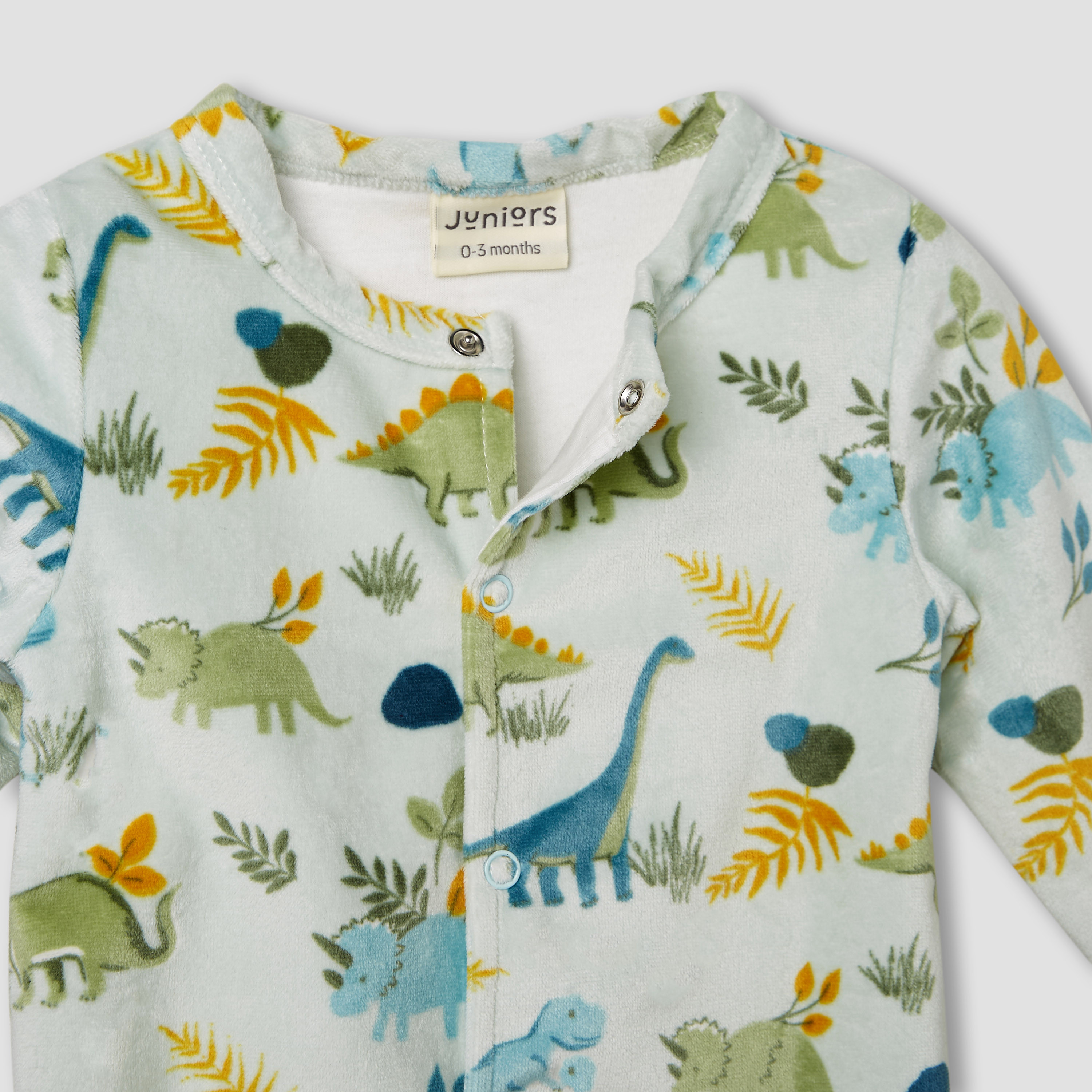 Juniors Dinosaur Print Sleepsuit with Long Sleeves and Button Closure-baby-boys-clothing-nightwear-sleepsuits-image-3