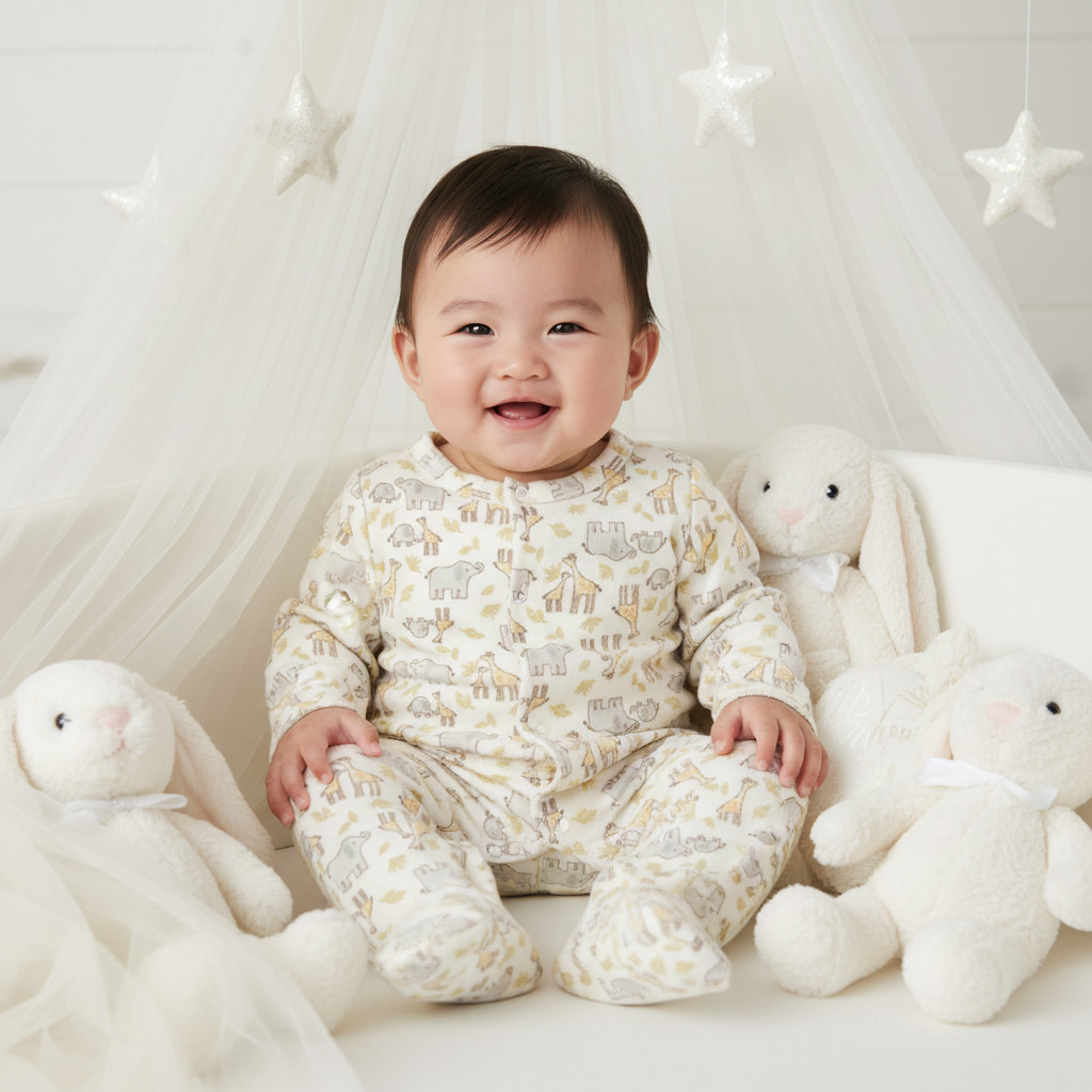 Juniors Round Neck Sleepsuit with Animal Print - Polyester - Long Sleeves-baby-boys-clothing-nightwear-sleepsuits-image-5