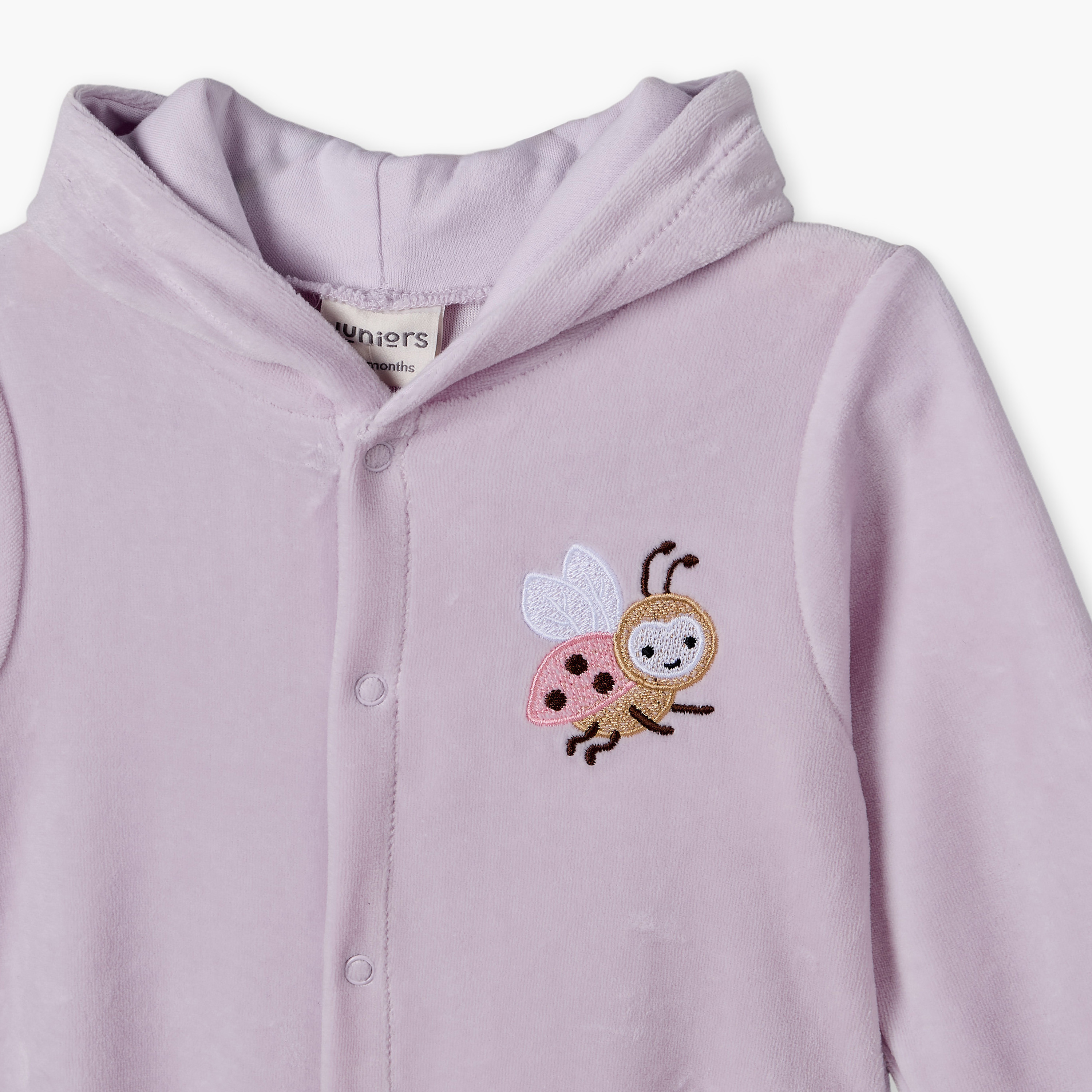 بدلة نوم قطنية بقبعة وأكمام طويلة وأزرار إغلاق كبس من جونيورز-baby-girls-clothing-nightwear-sleepsuits-image-3