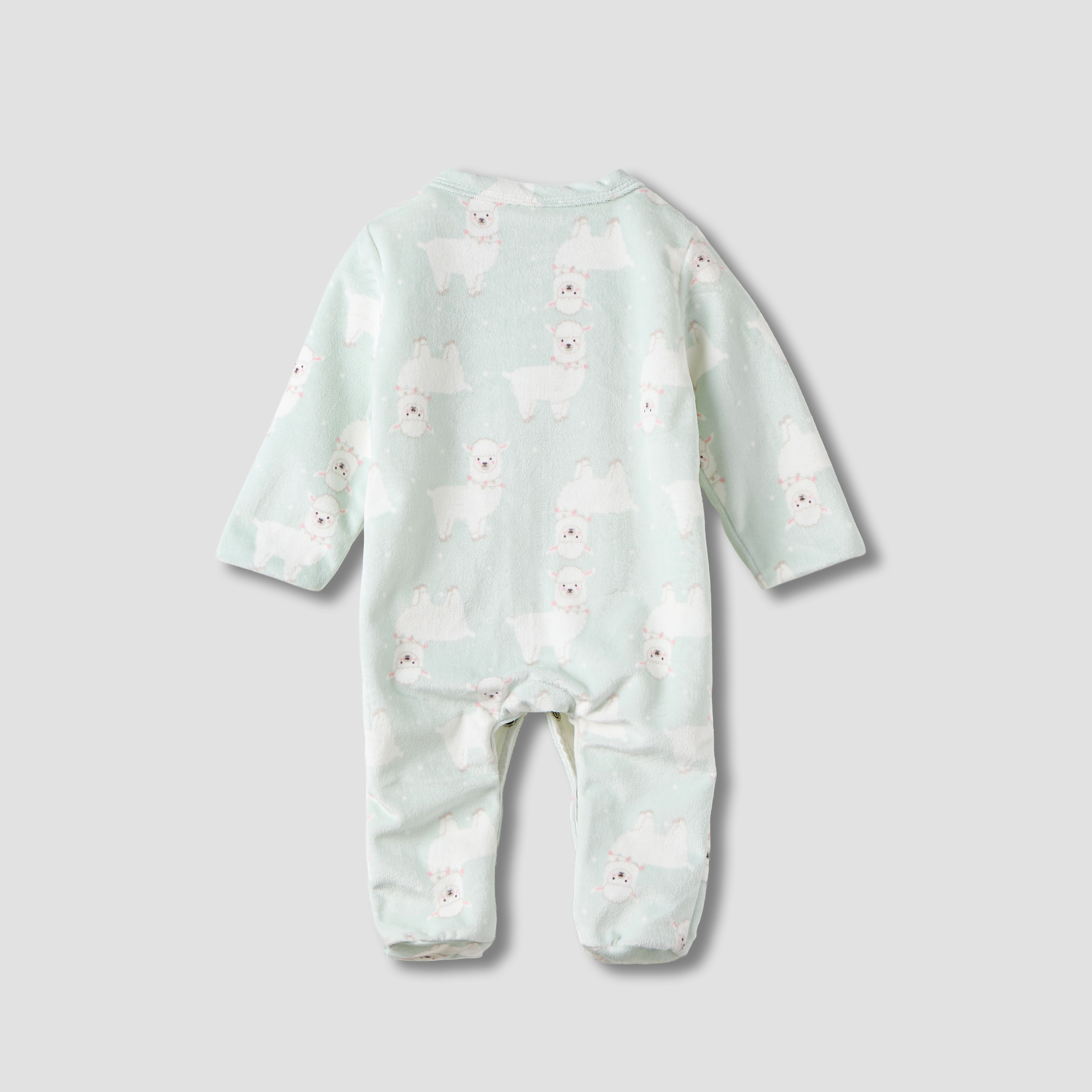 Juniors Llama Print Plush Sleepsuit with Long Sleeves-baby-girls-clothing-nightwear-sleepsuits-image-2