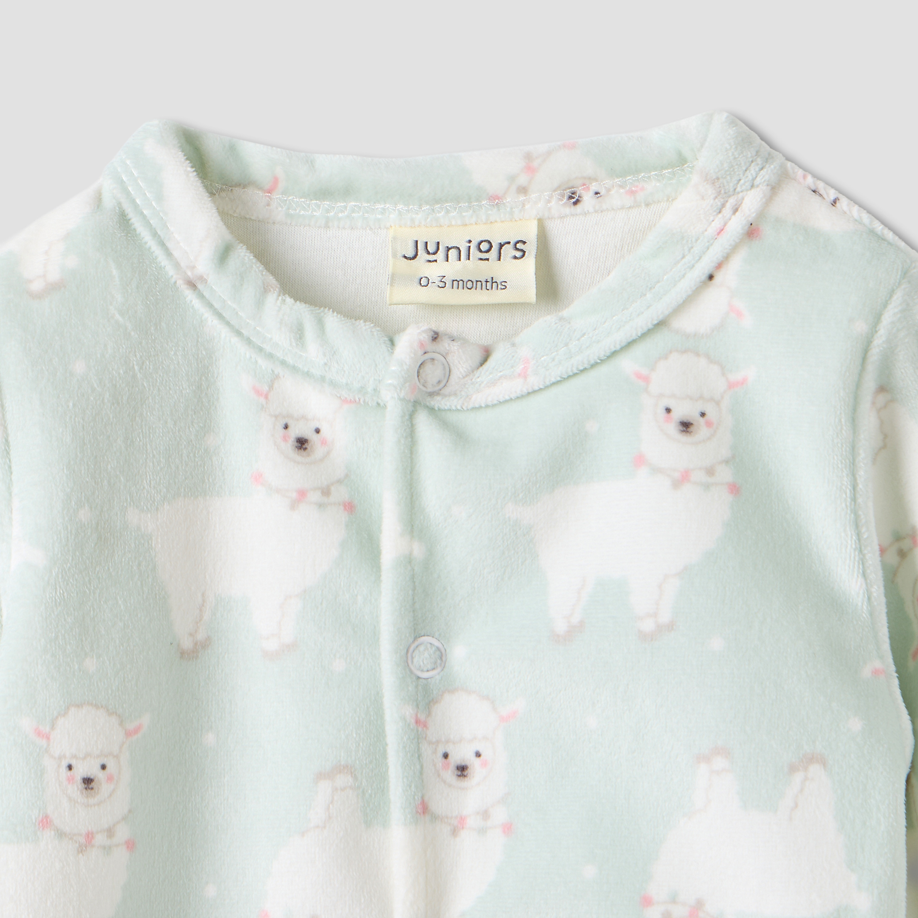 Juniors Llama Print Plush Sleepsuit with Long Sleeves-baby-girls-clothing-nightwear-sleepsuits-image-3
