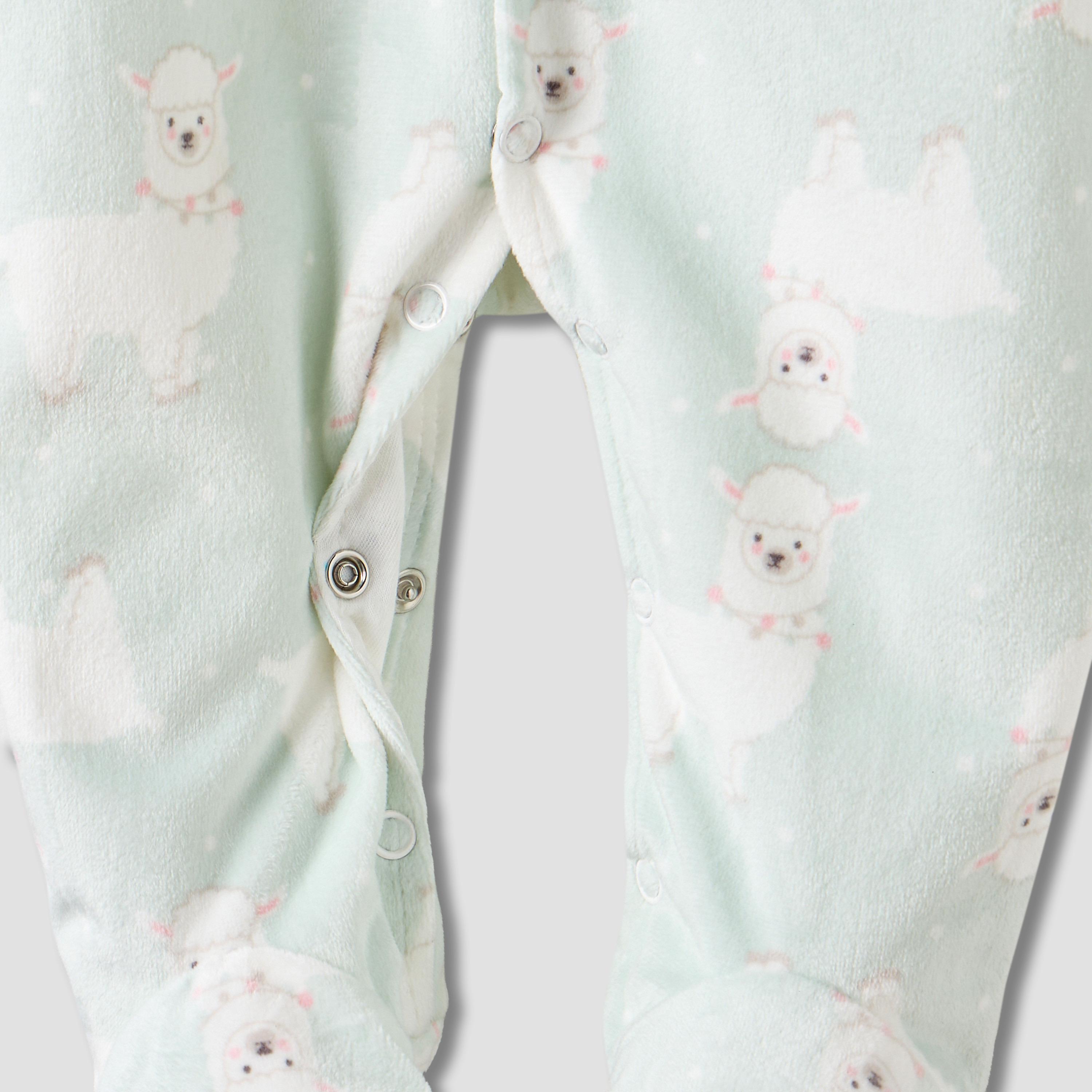 Juniors Llama Print Plush Sleepsuit with Long Sleeves-baby-girls-clothing-nightwear-sleepsuits-image-4