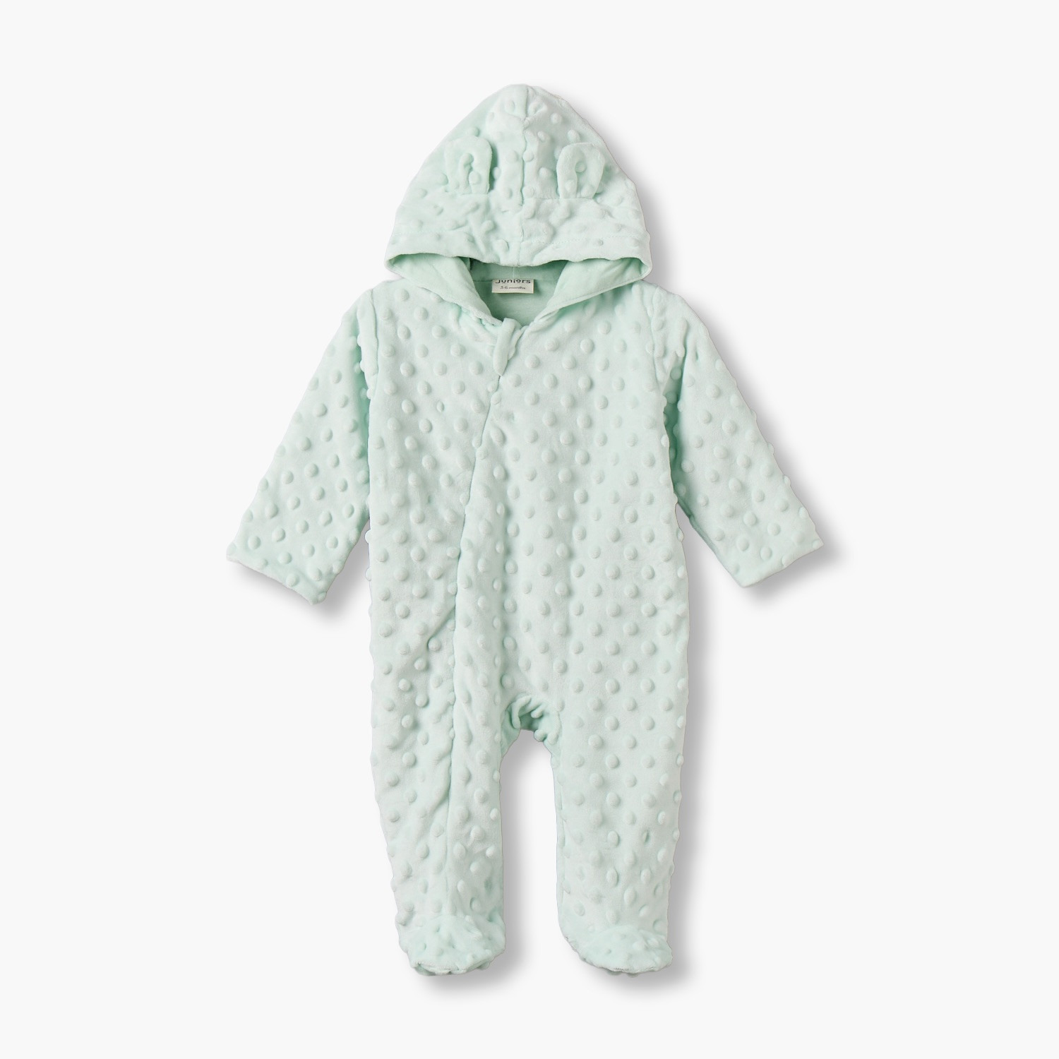 Juniors Velour Hooded Long Sleeves Sleepsuit with Popcorn Texture-baby-boys-clothing-nightwear-sleepsuits-image-2