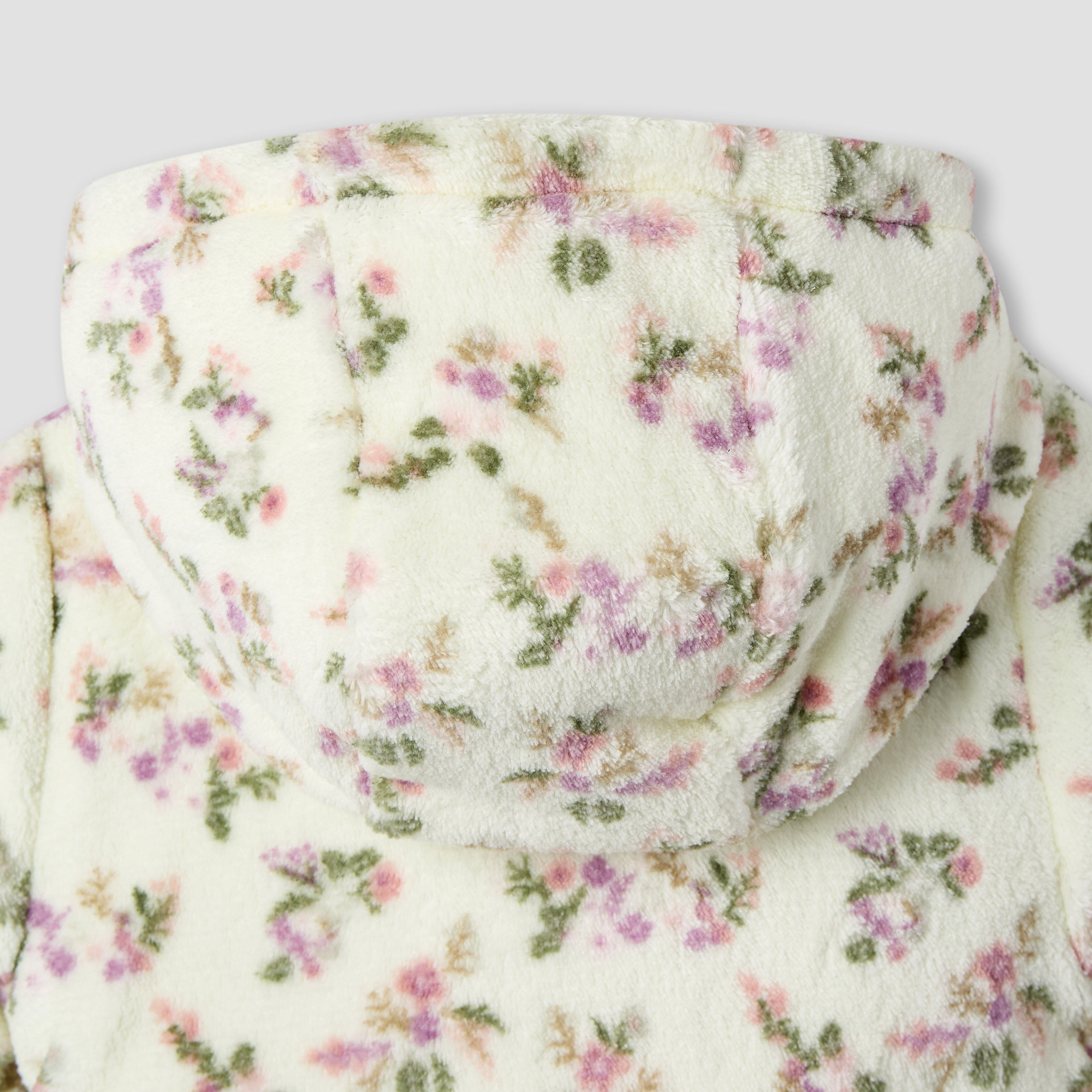 Juniors Floral Print Hooded Fleece Sleepsuit with Long Sleeves-baby-girls-clothing-nightwear-sleepsuits-image-5