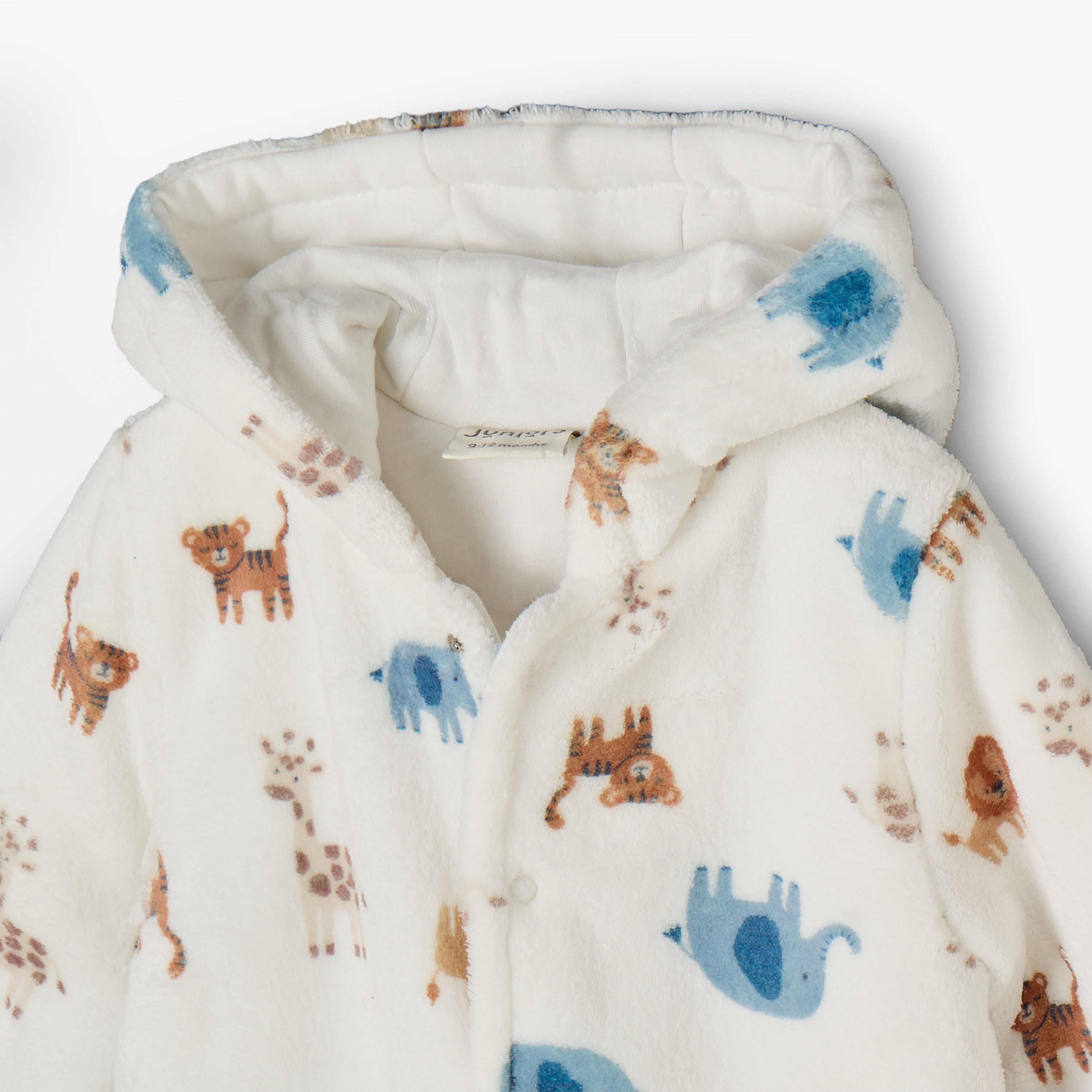 Juniors Hooded Long Sleeves Sleepsuit with Safari Print-baby-boys-clothing-nightwear-sleepsuits-image-3