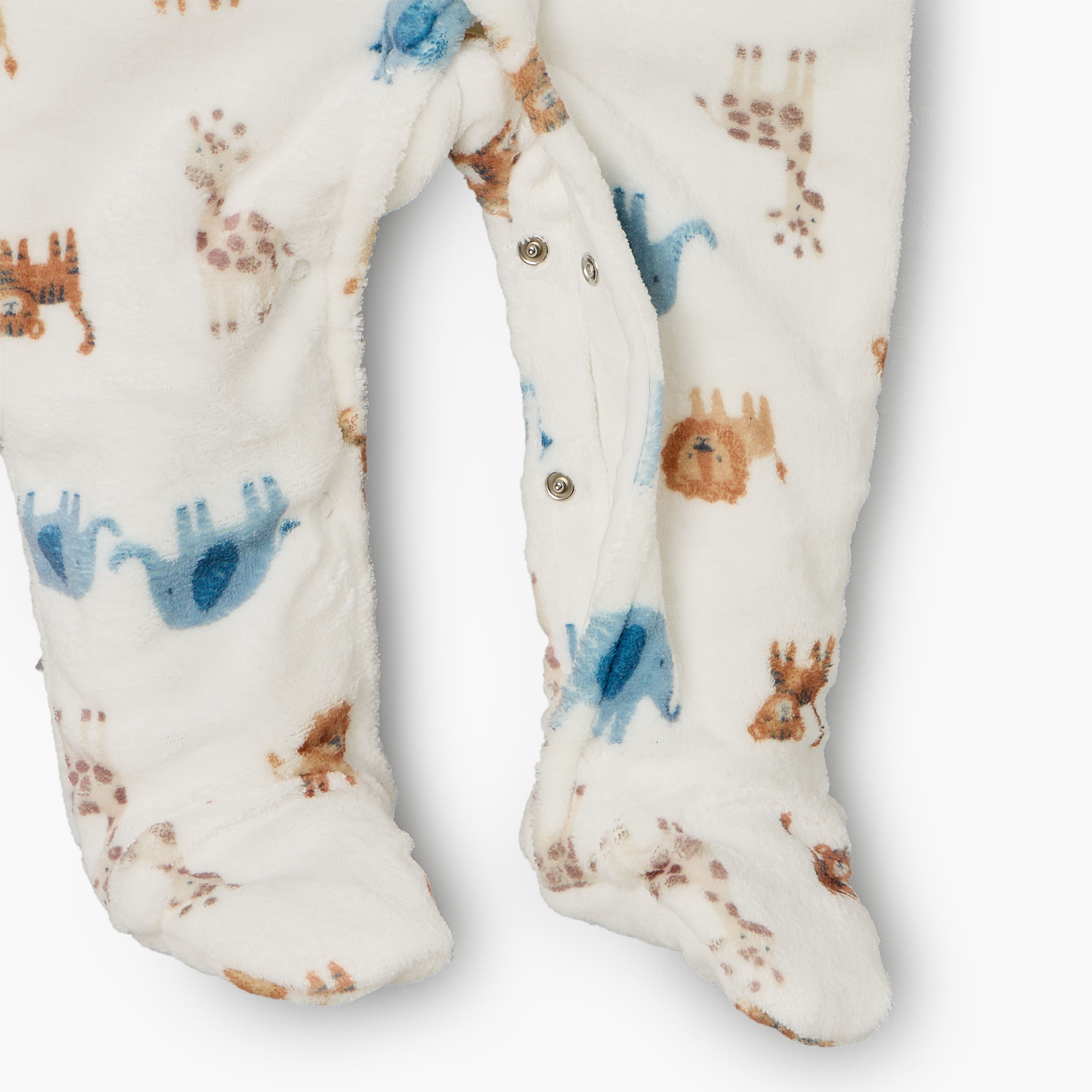 Juniors Hooded Long Sleeves Sleepsuit with Safari Print-baby-boys-clothing-nightwear-sleepsuits-image-4
