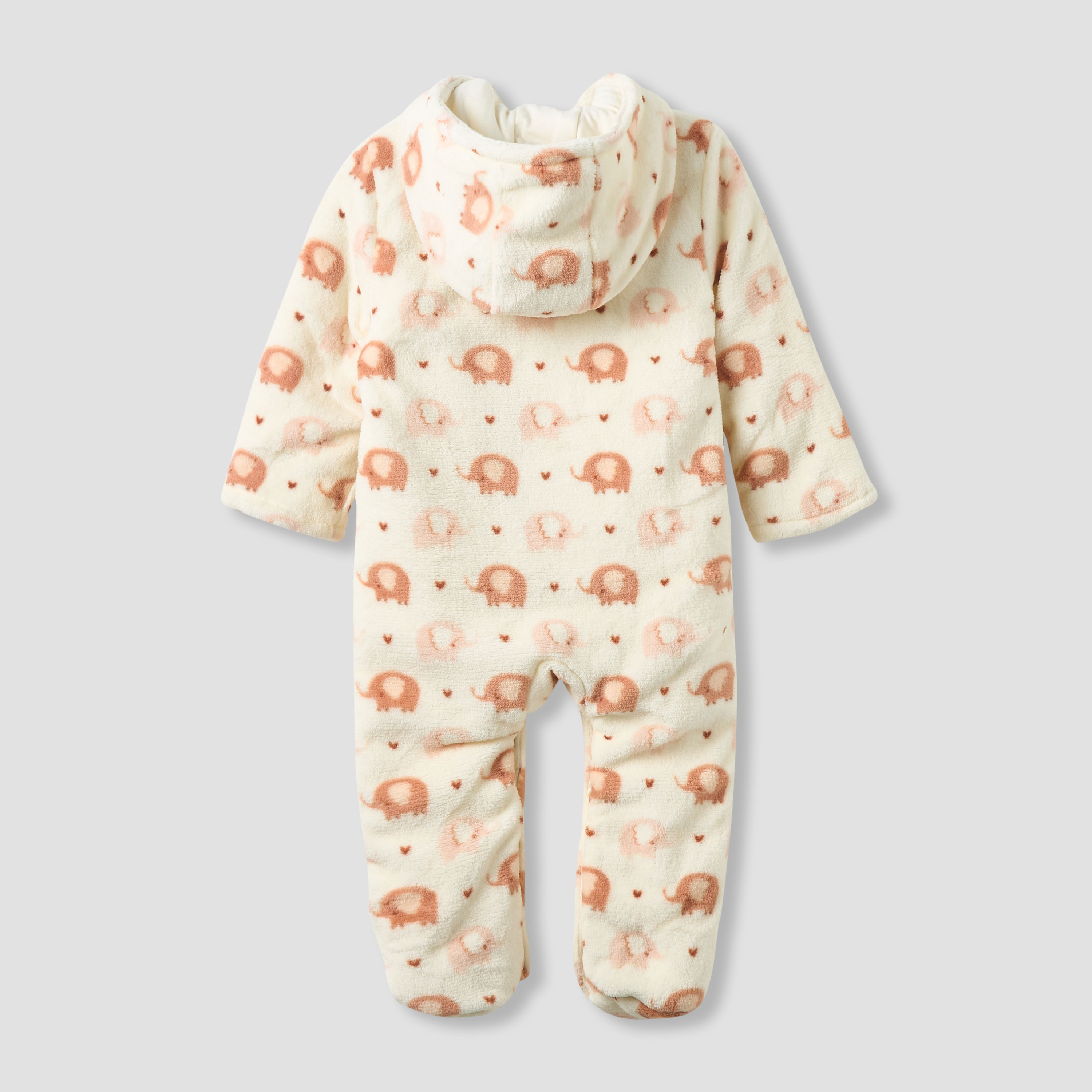 Juniors Fleece Hooded Long Sleeve Sleepsuit with Elephant Print-baby-girls-clothing-nightwear-sleepsuits-image-3