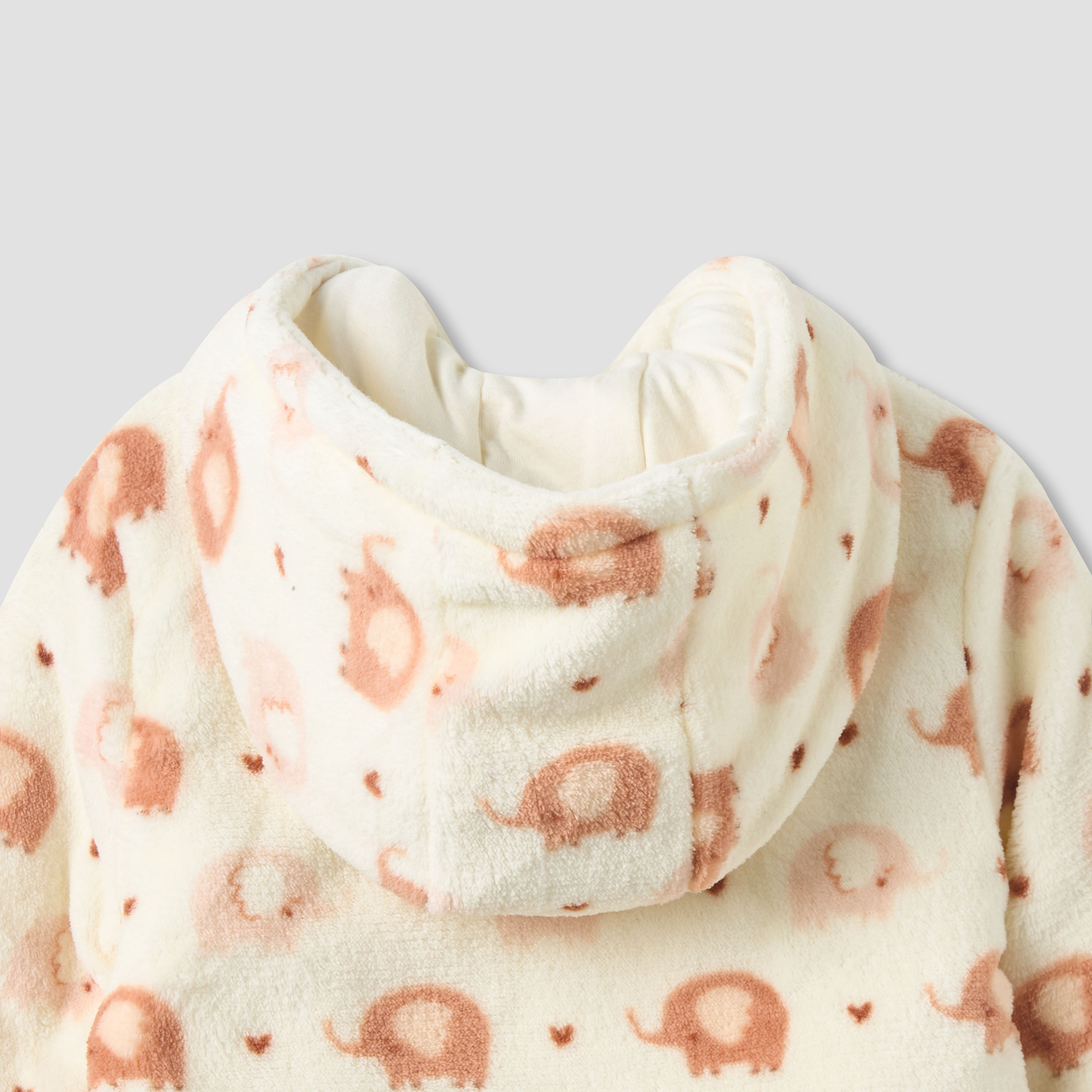 Juniors Fleece Hooded Long Sleeve Sleepsuit with Elephant Print-baby-girls-clothing-nightwear-sleepsuits-image-6